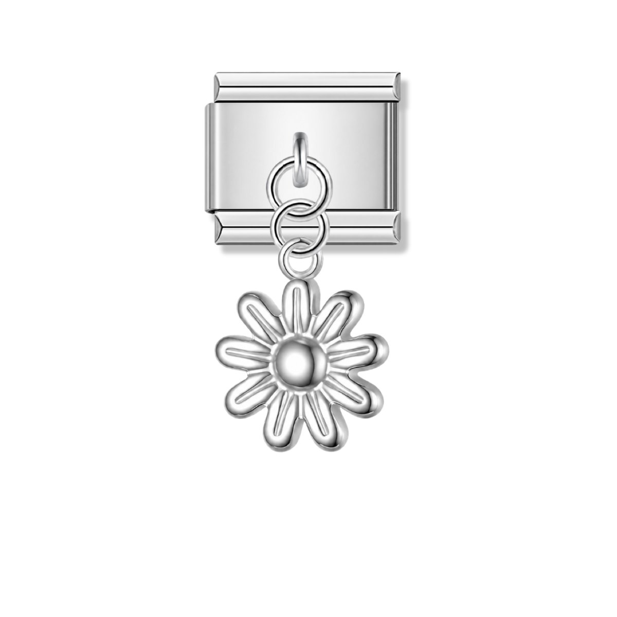 Blooming Daisy – Silver Italian Pendant Charm – Italian charm by Italycharm