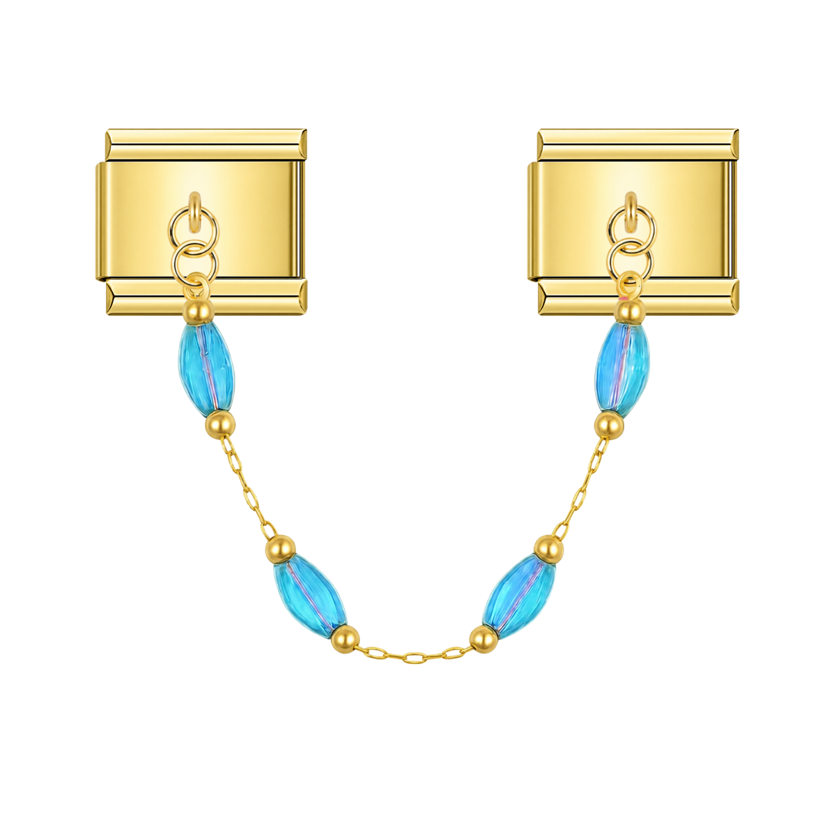 Ocean Teal – gold Italian chain charm by Italycharm