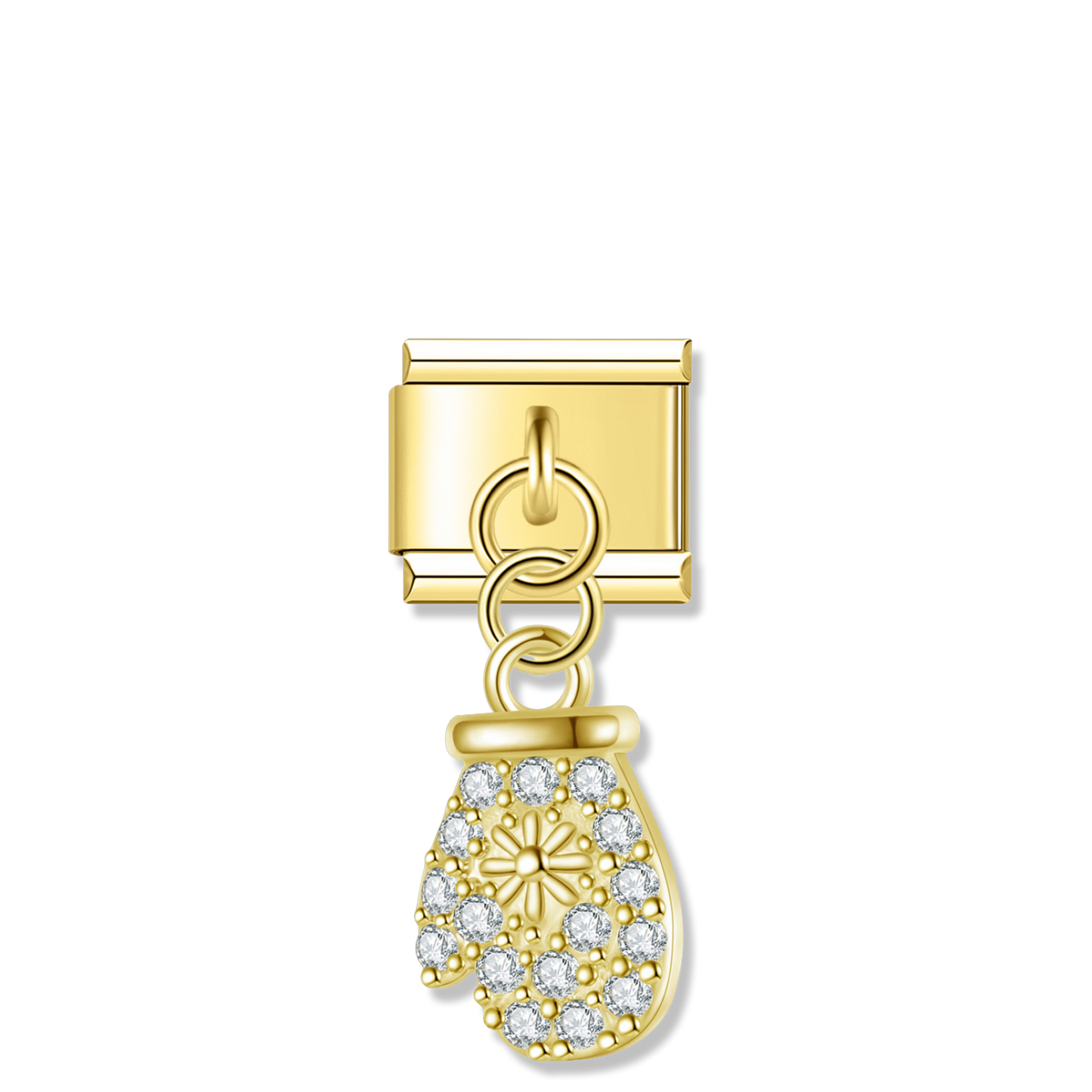 Sparkling Winter Mitten - Gold Pendant Charm