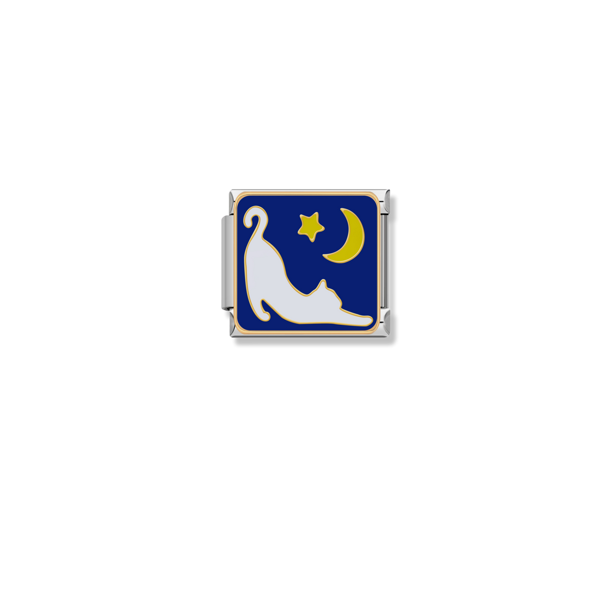 Stretching Cat Moon - Silver Charm