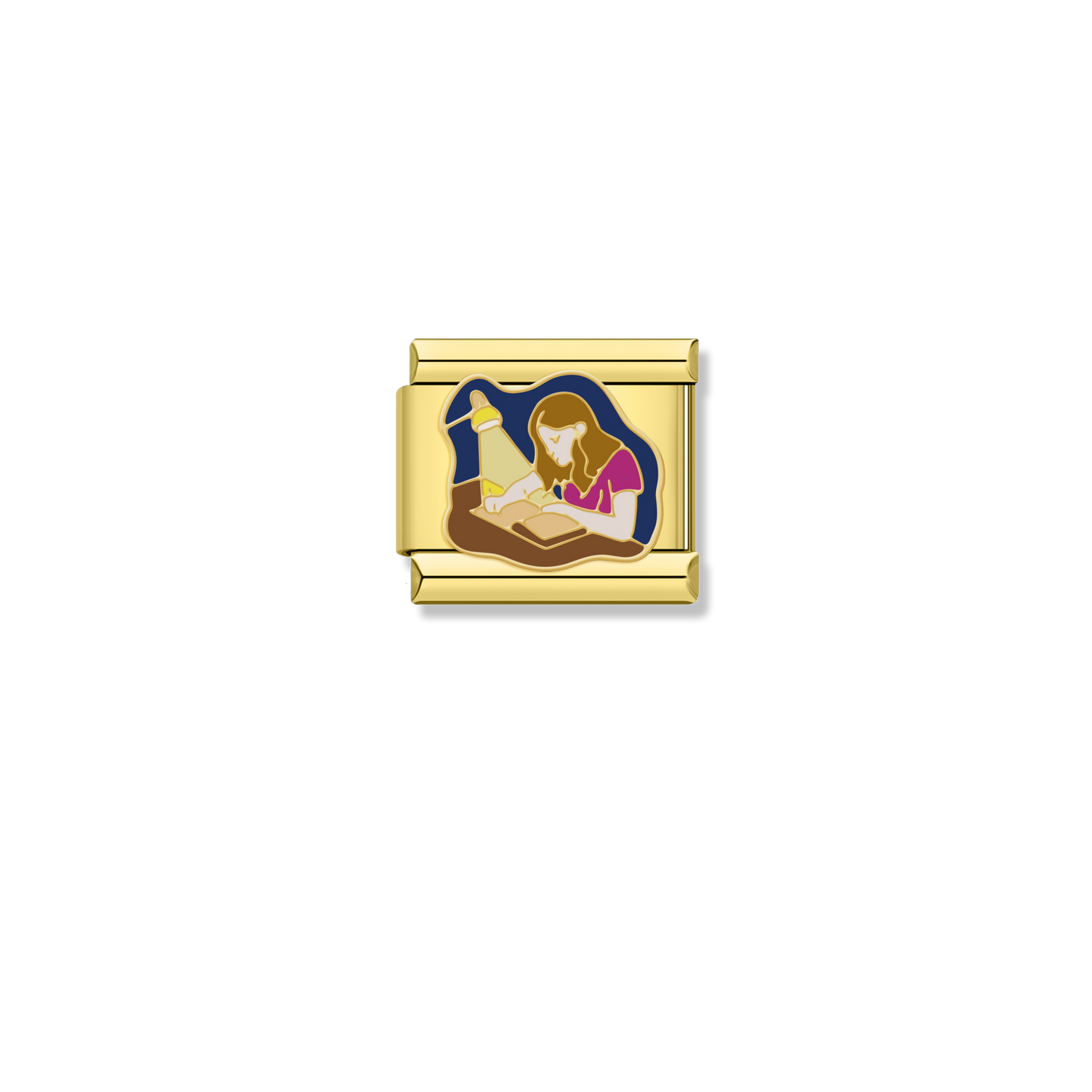 Girl Reading Book - Gold Charm