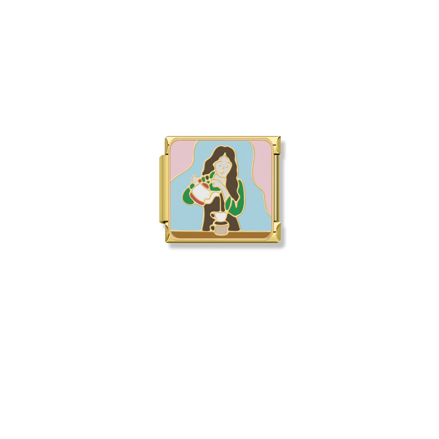 Tea Time Girl - Gold Charm