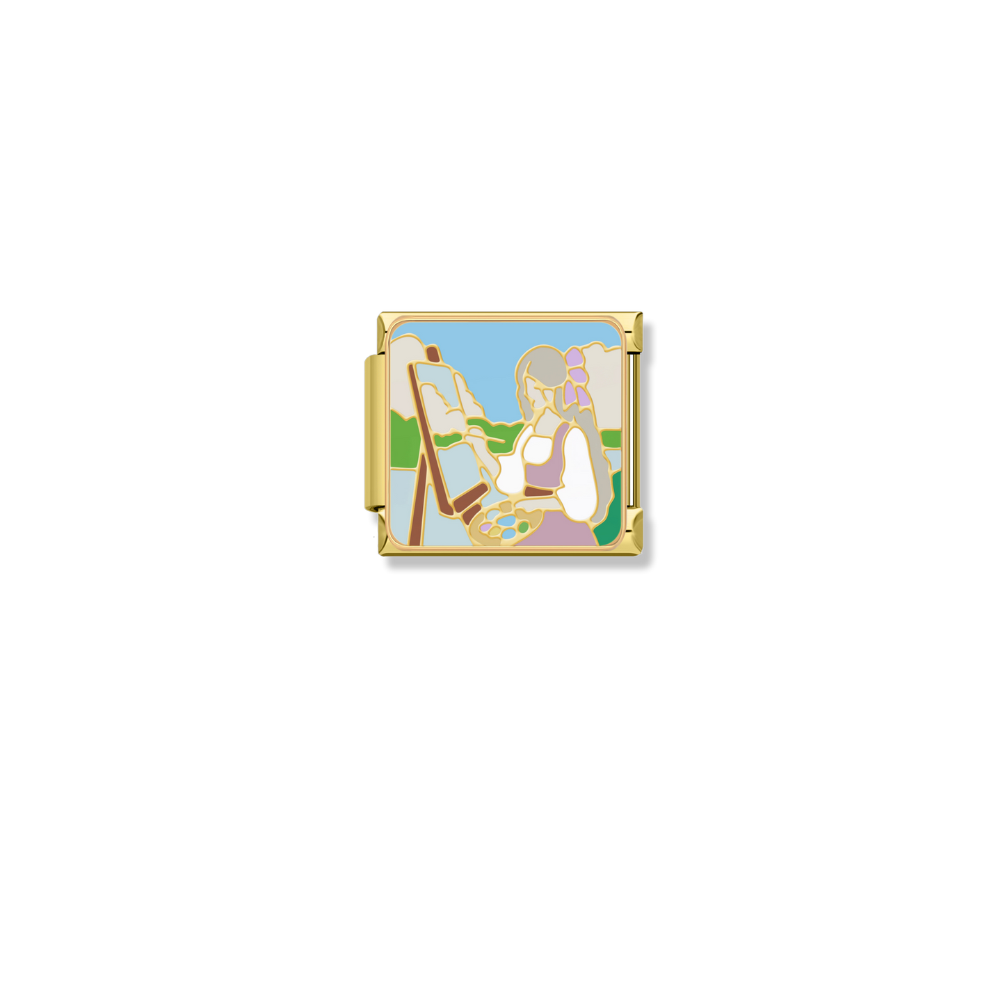 Painting Artist Girl - Gold Charm