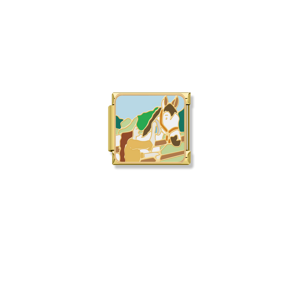 Meadow Horse Portrait - Gold Charm