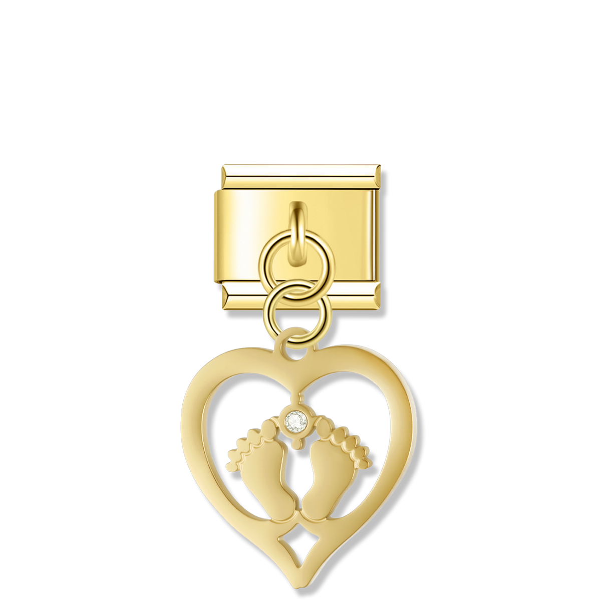 Baby Feet Heart - Gold Pendant Charm