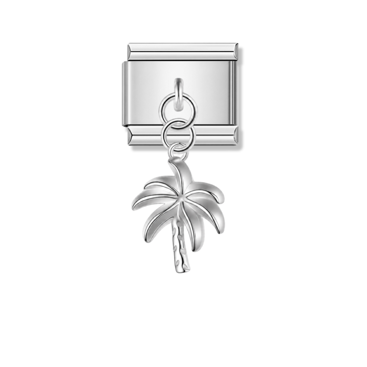 Tropical Coconut Tree – Silver Italian Pendant Charm – Italian charm by Italycharm