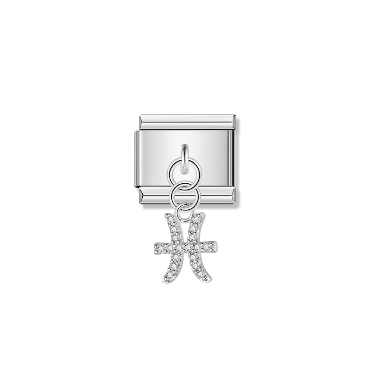 Pisces with CZ – Silver Italian Pendant Charm – Italian charm by Italycharm