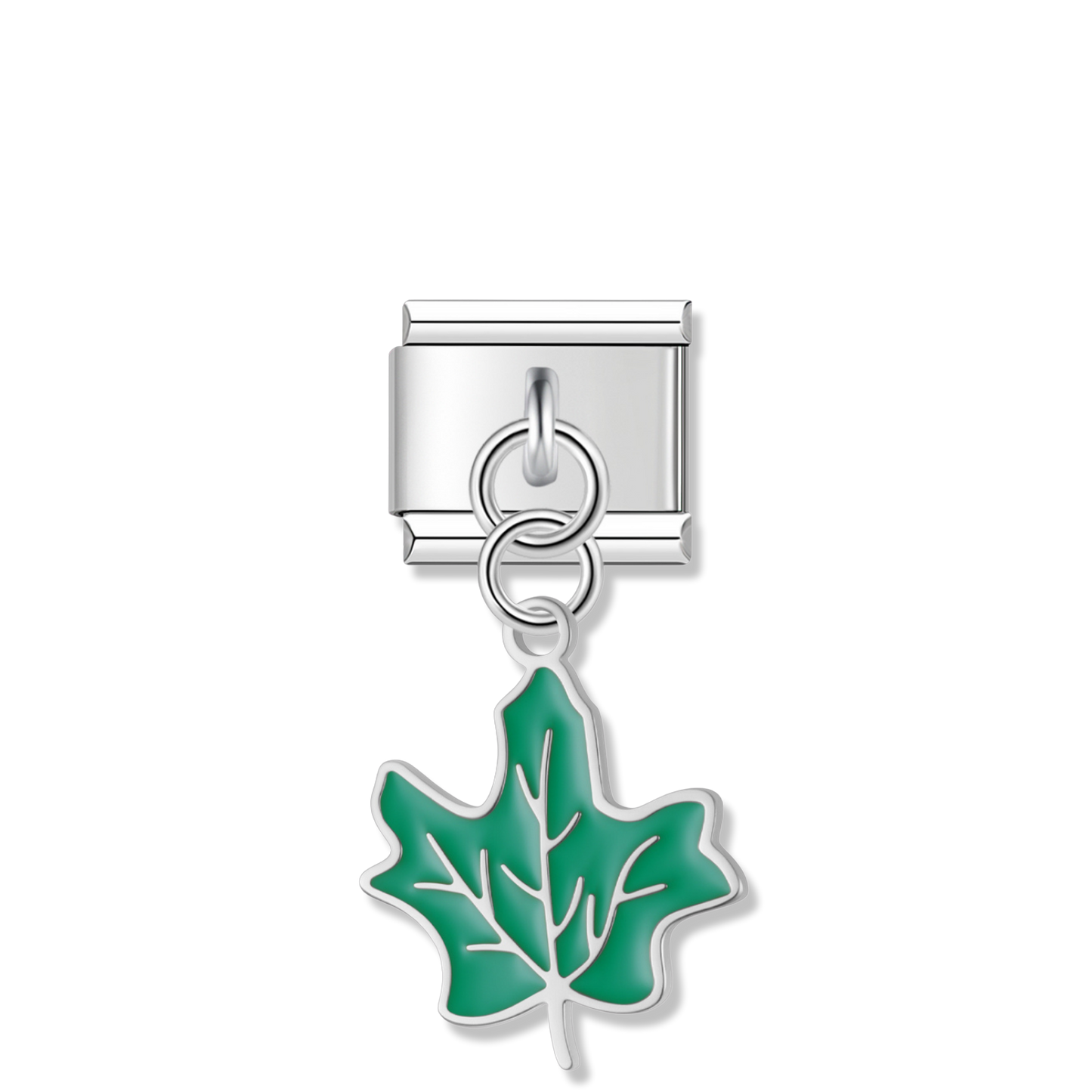 Green Maple Leaf - Silver Pendant Charm