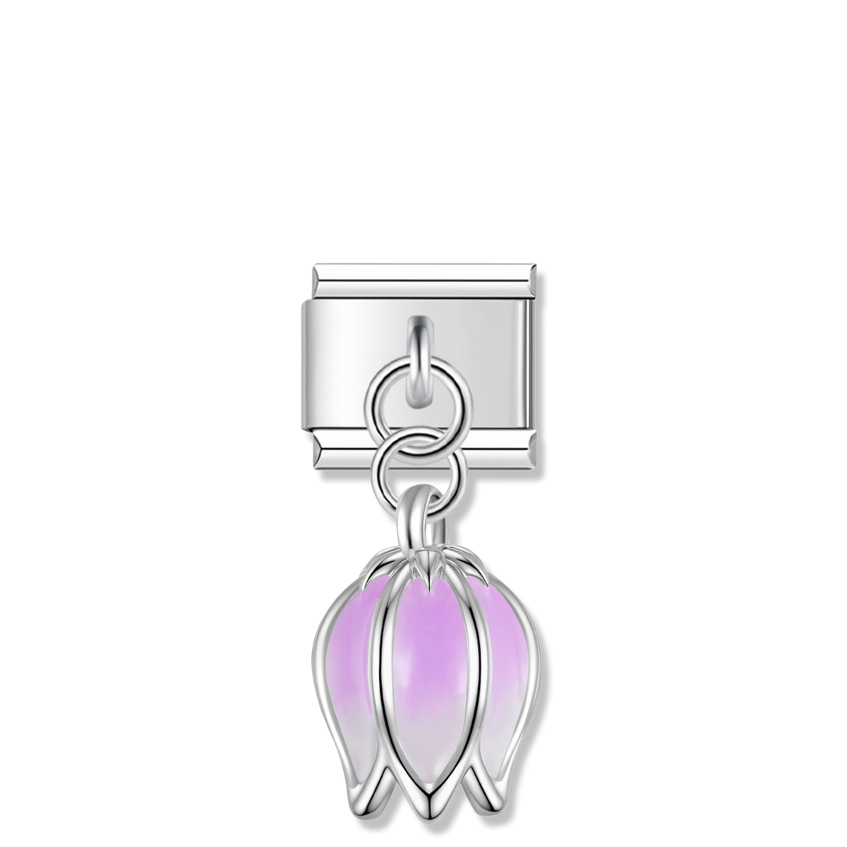 Purple Tulip Bud - Silver Pendant Charm