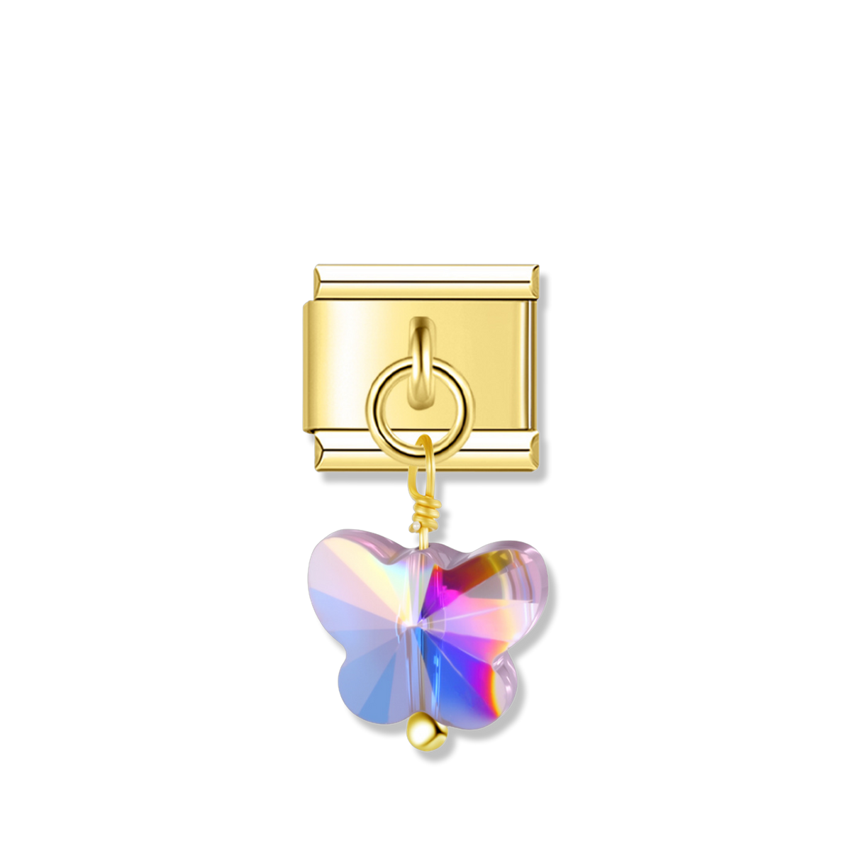 Aurora Butterfly Crystal - Gold Pendant Charm