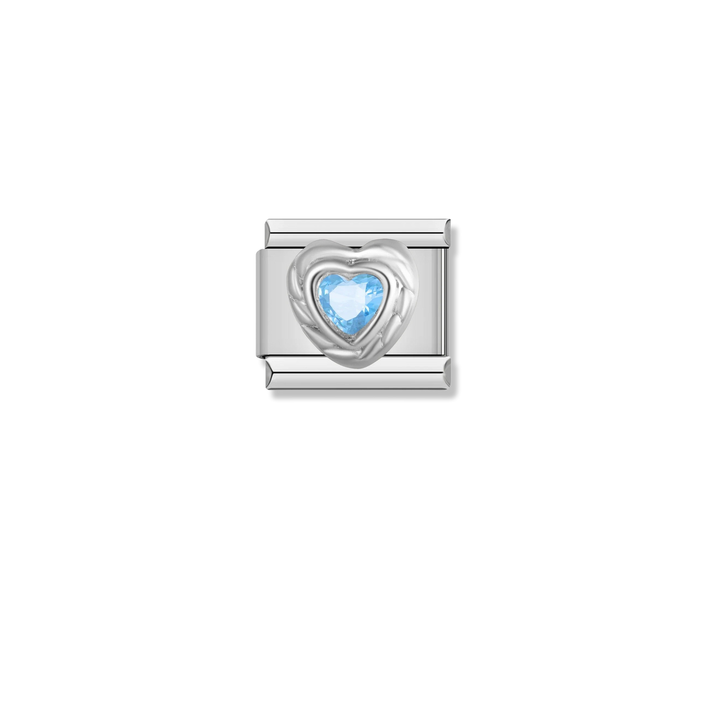 Aqua Rope Heart - Silver Charm