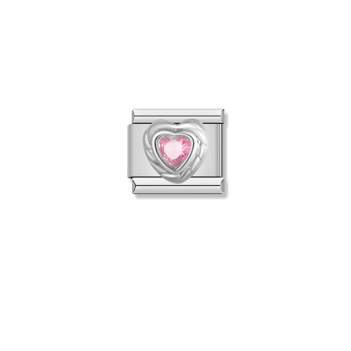 Pink Rope Heart - Silver Charm
