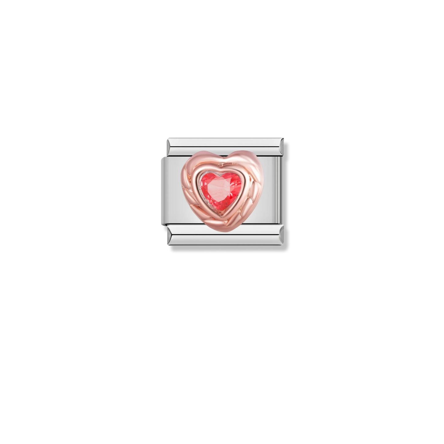 Ruby Rope Heart - Gold Charm