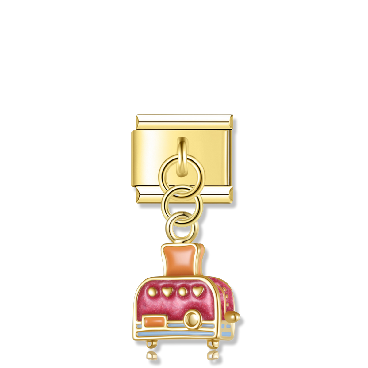 Pink Retro Toaster - Gold Pendant Charm