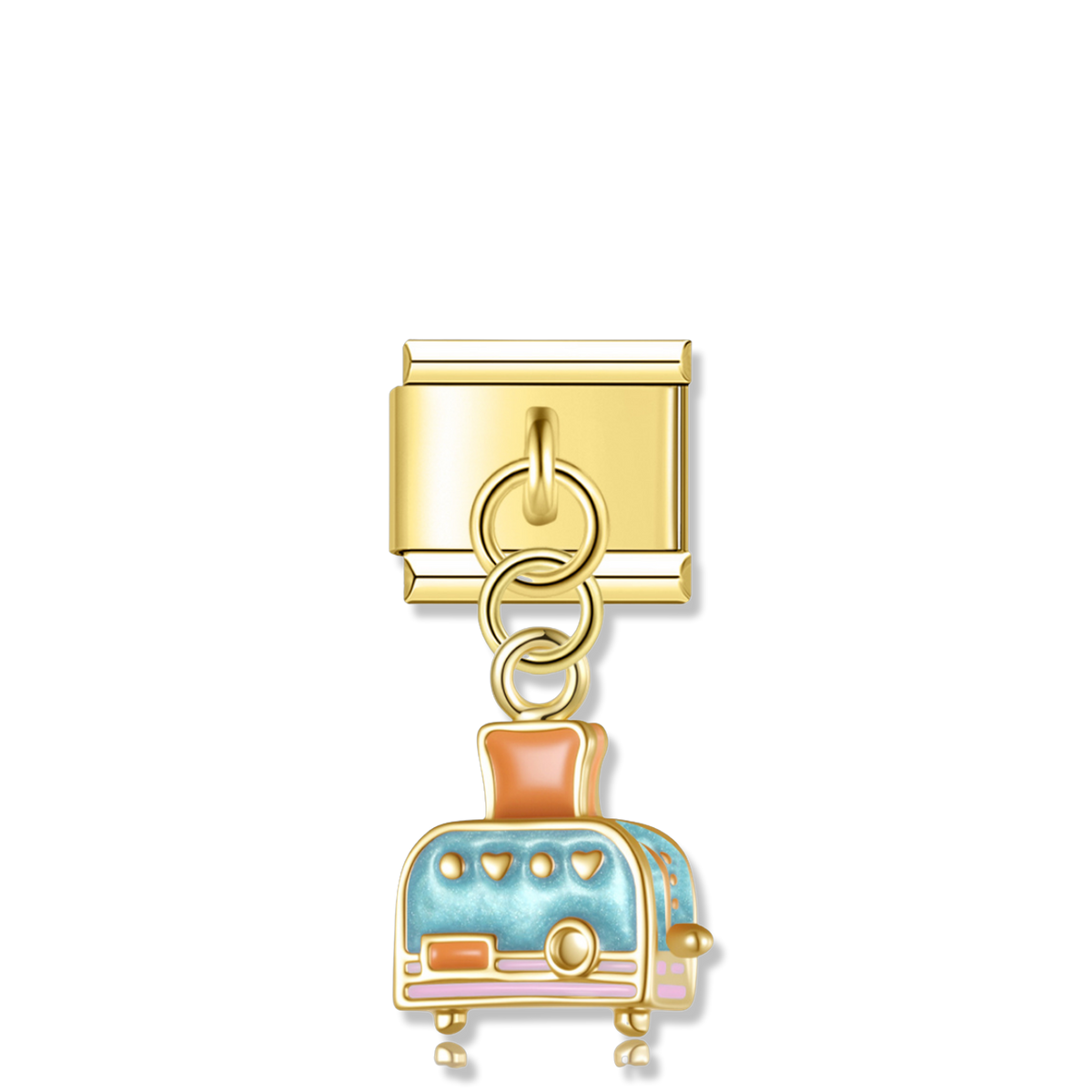 Blue Retro Toaster - Gold Pendant Charm