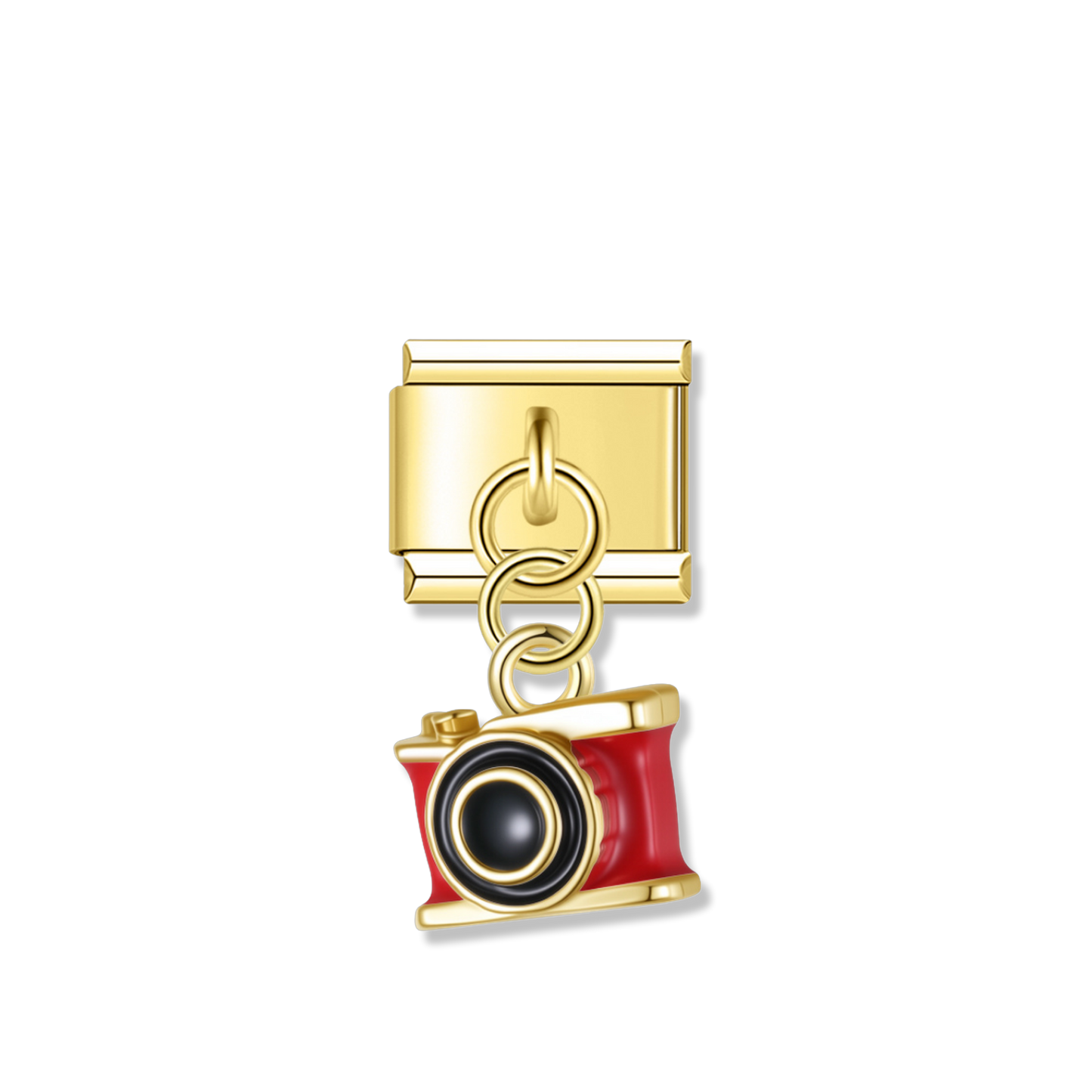 Red Vintage Camera - Gold Pendant Charm