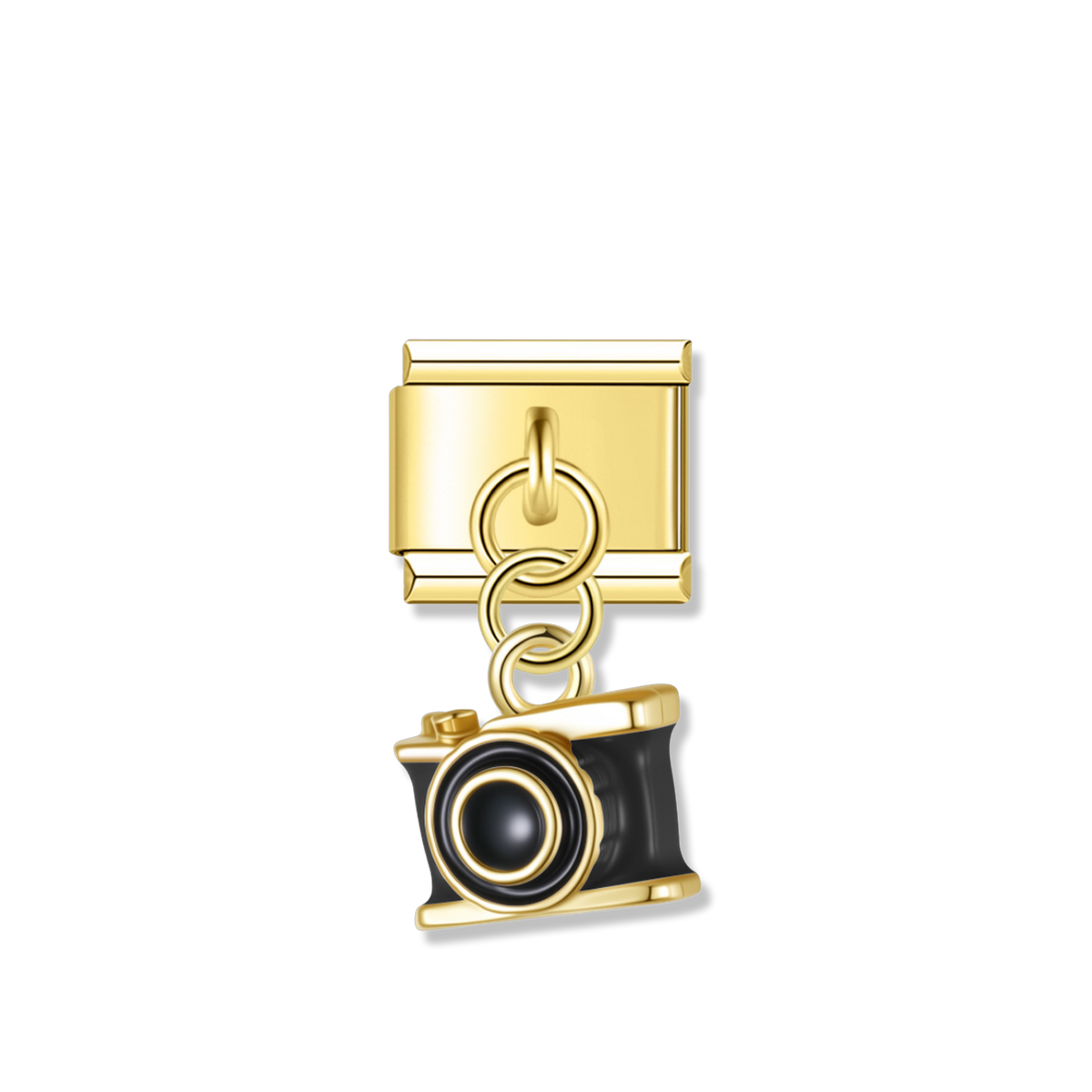 Black Vintage Camera - Gold Pendant Charm