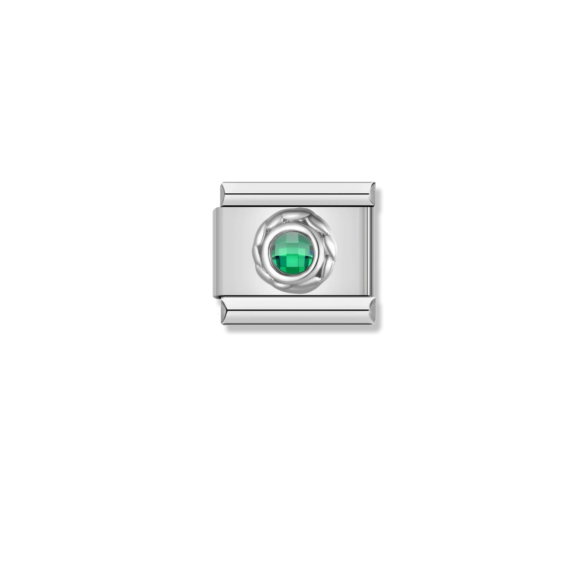 Green Crystal Swirl - Silver Charm
