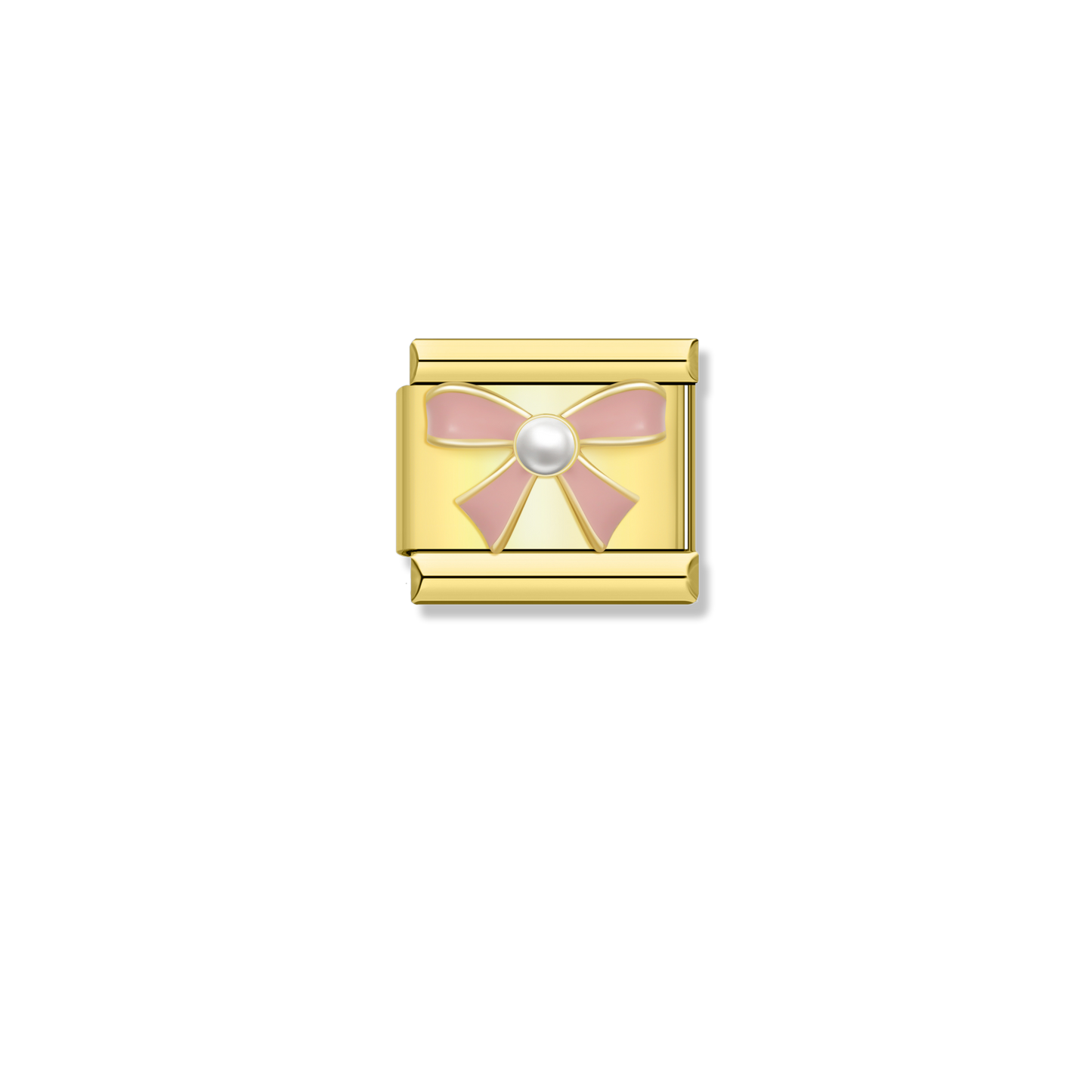 Pink Bow Pearl - Gold Charm
