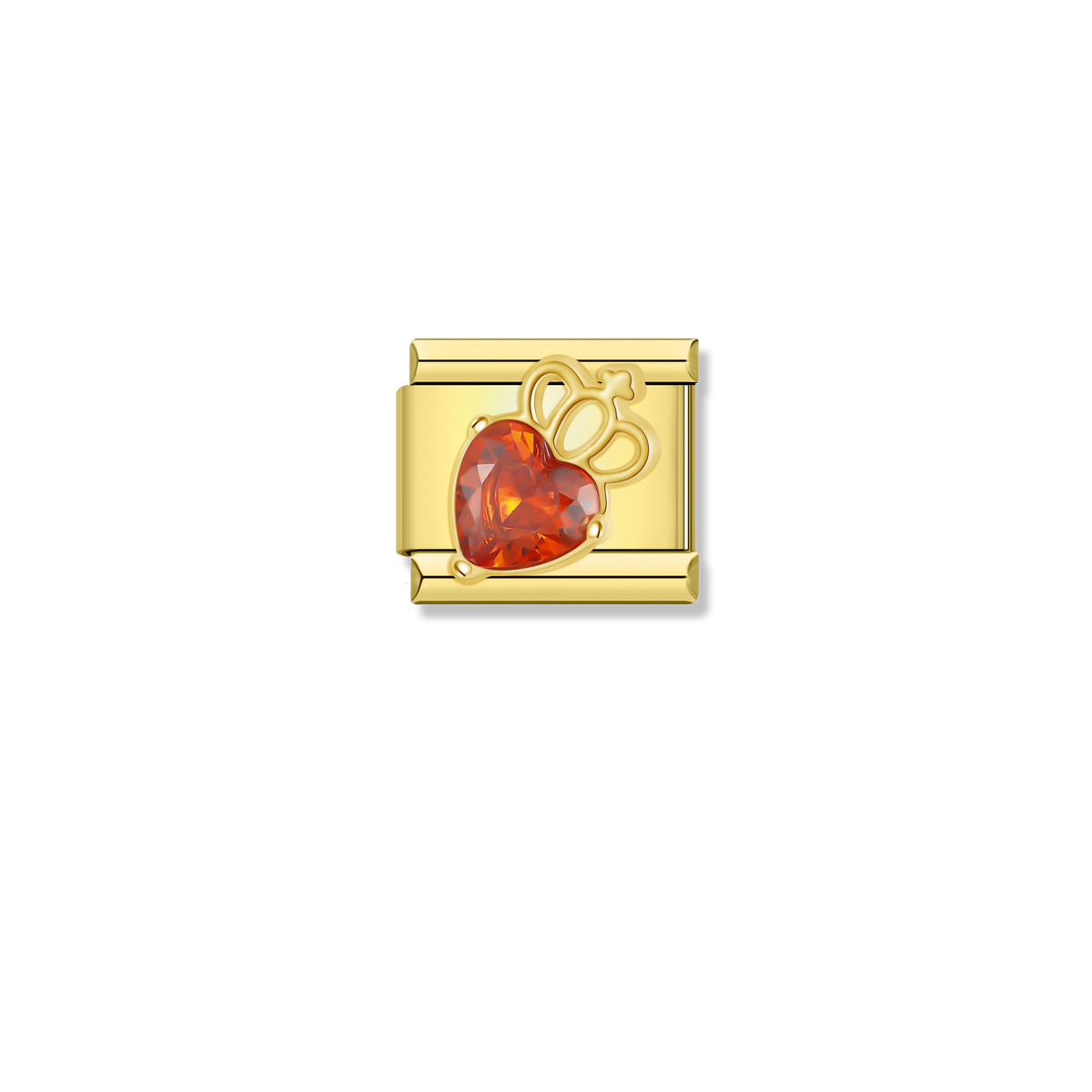 Crowned Heart Gem - Gold Charm