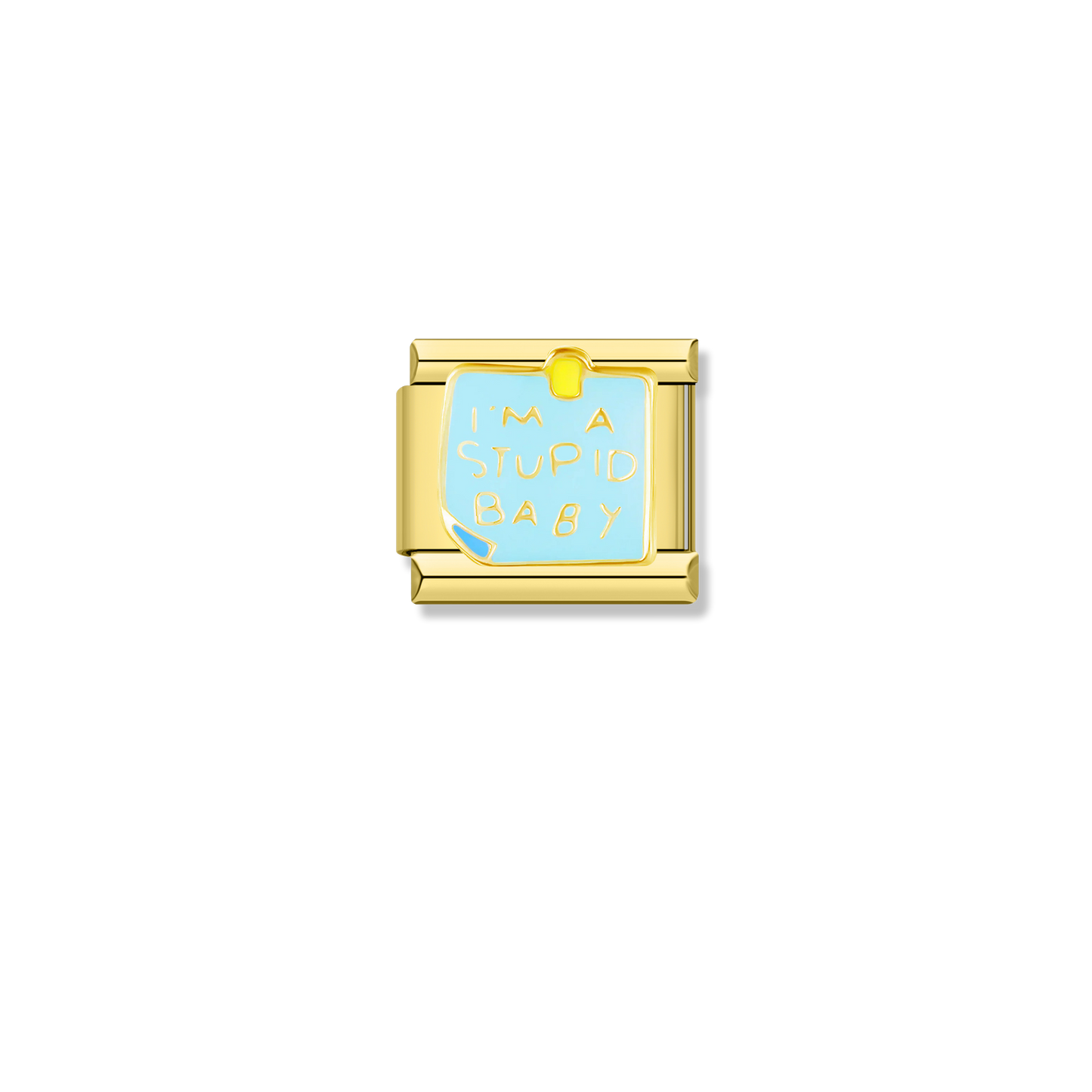 Stupid Baby Note - Gold Charm