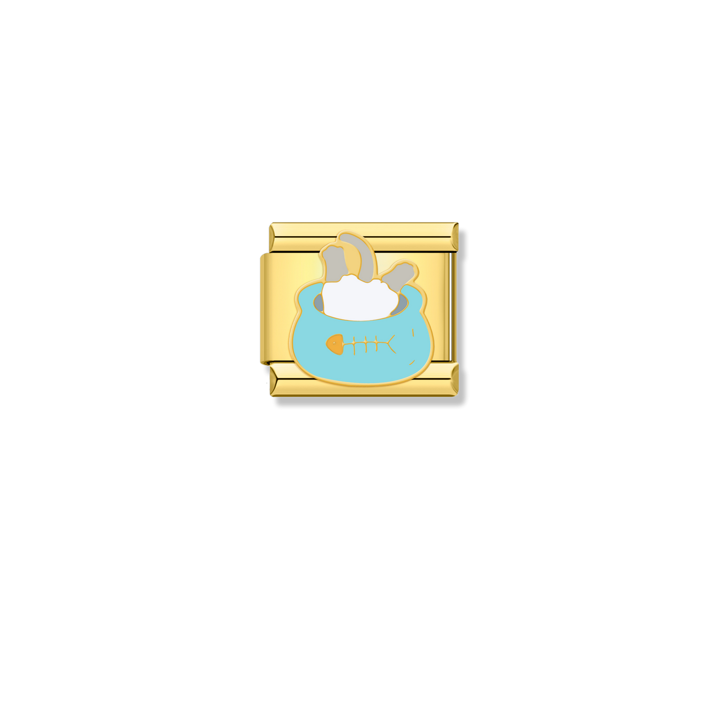 Cat In Fish Bowl - Gold Charm