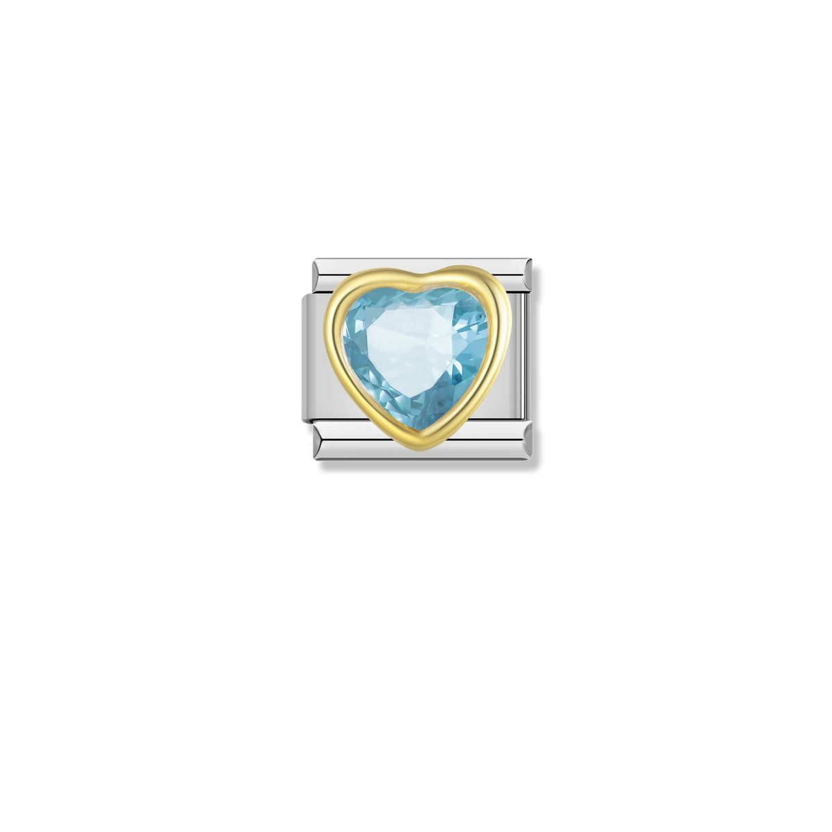 Aqua Heart Crystal - Silver Charm