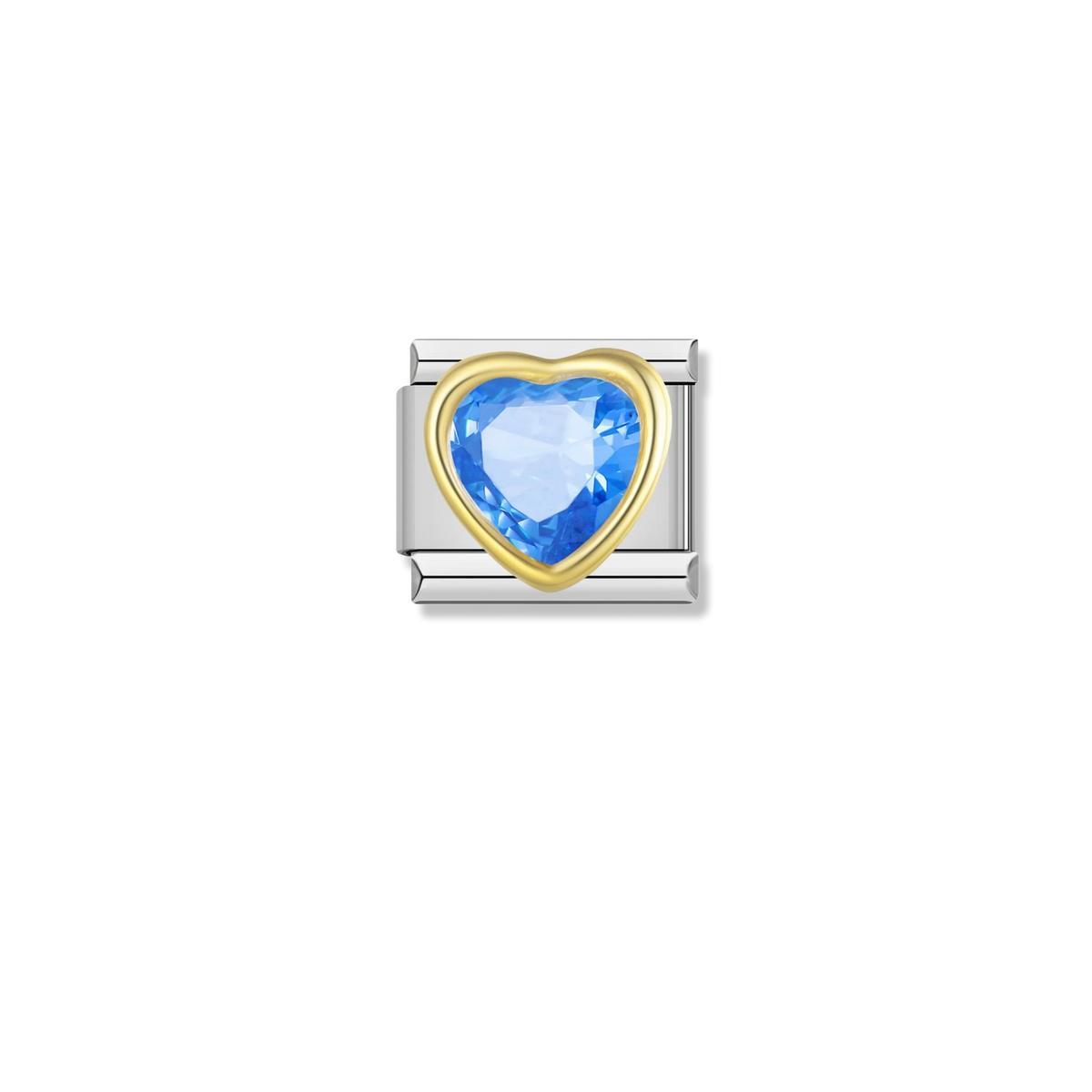 Blue Heart Crystal - Silver Charm