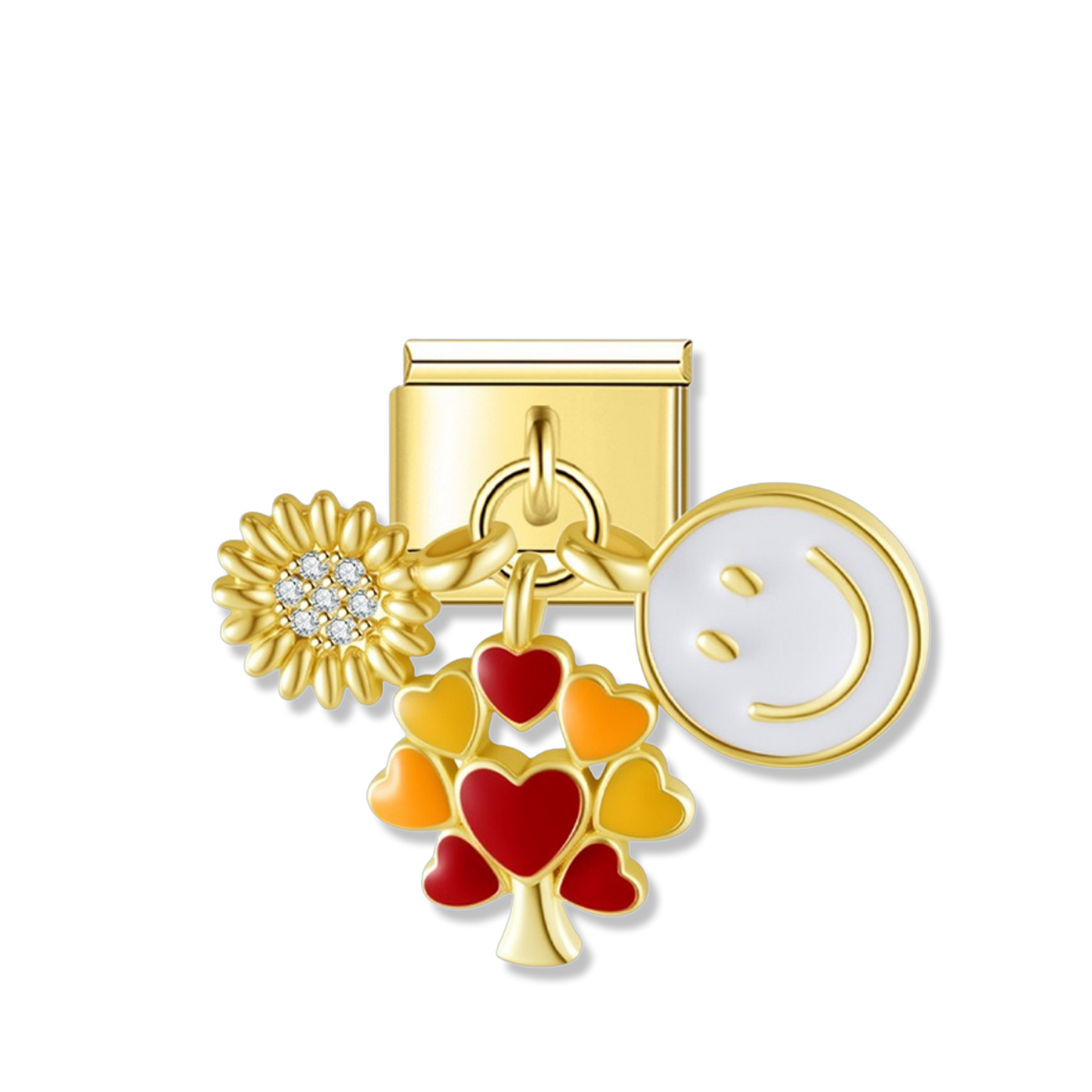 Sunflower Happy Heart - Gold Pendant Charm