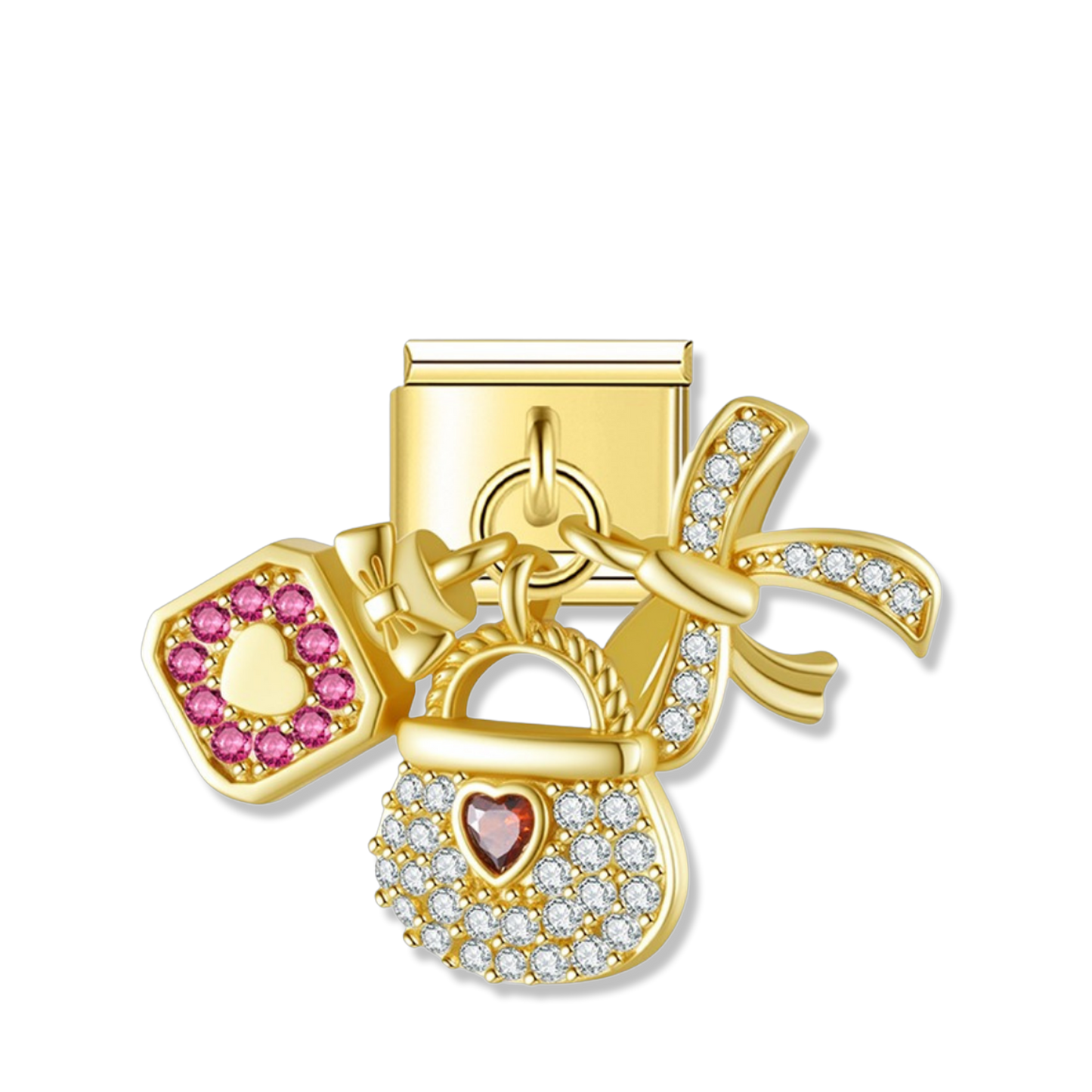 Heart Handbag Bow - Gold Pendant Charm