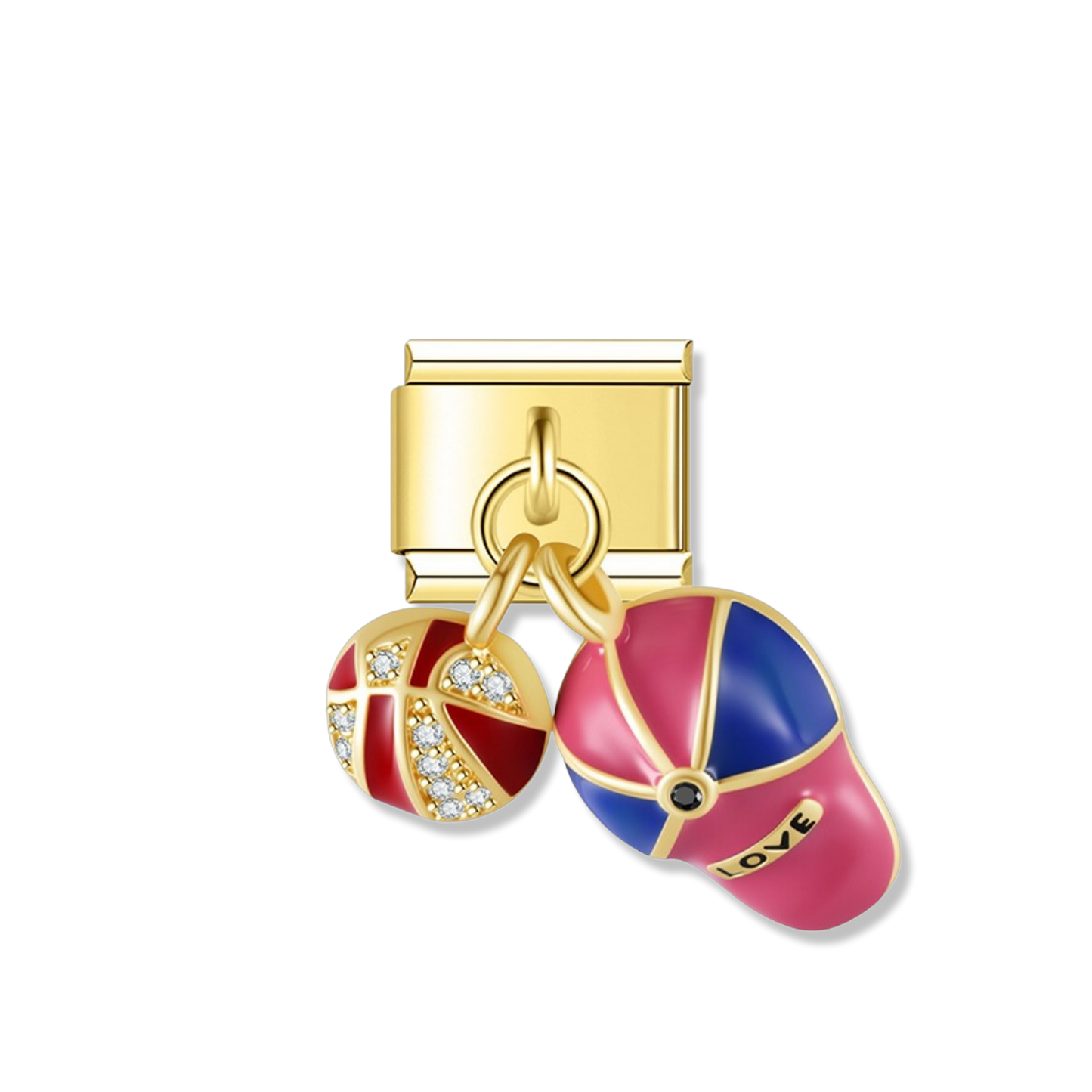 Sporty Cap & Ball - Gold Pendant Charm