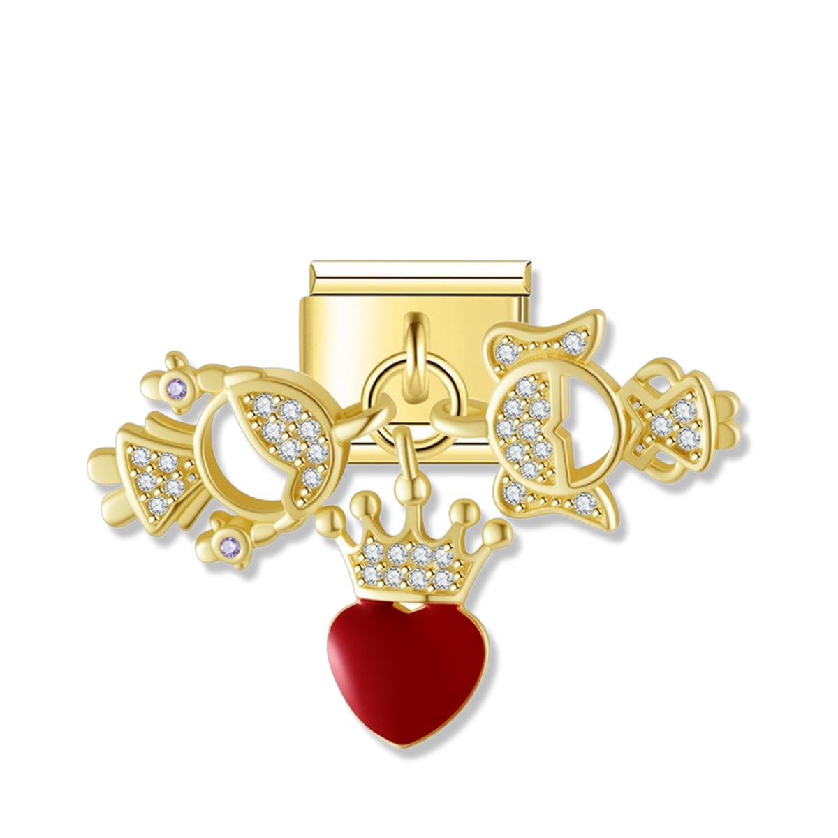 Royal Crown Heart - Gold Pendant Charm