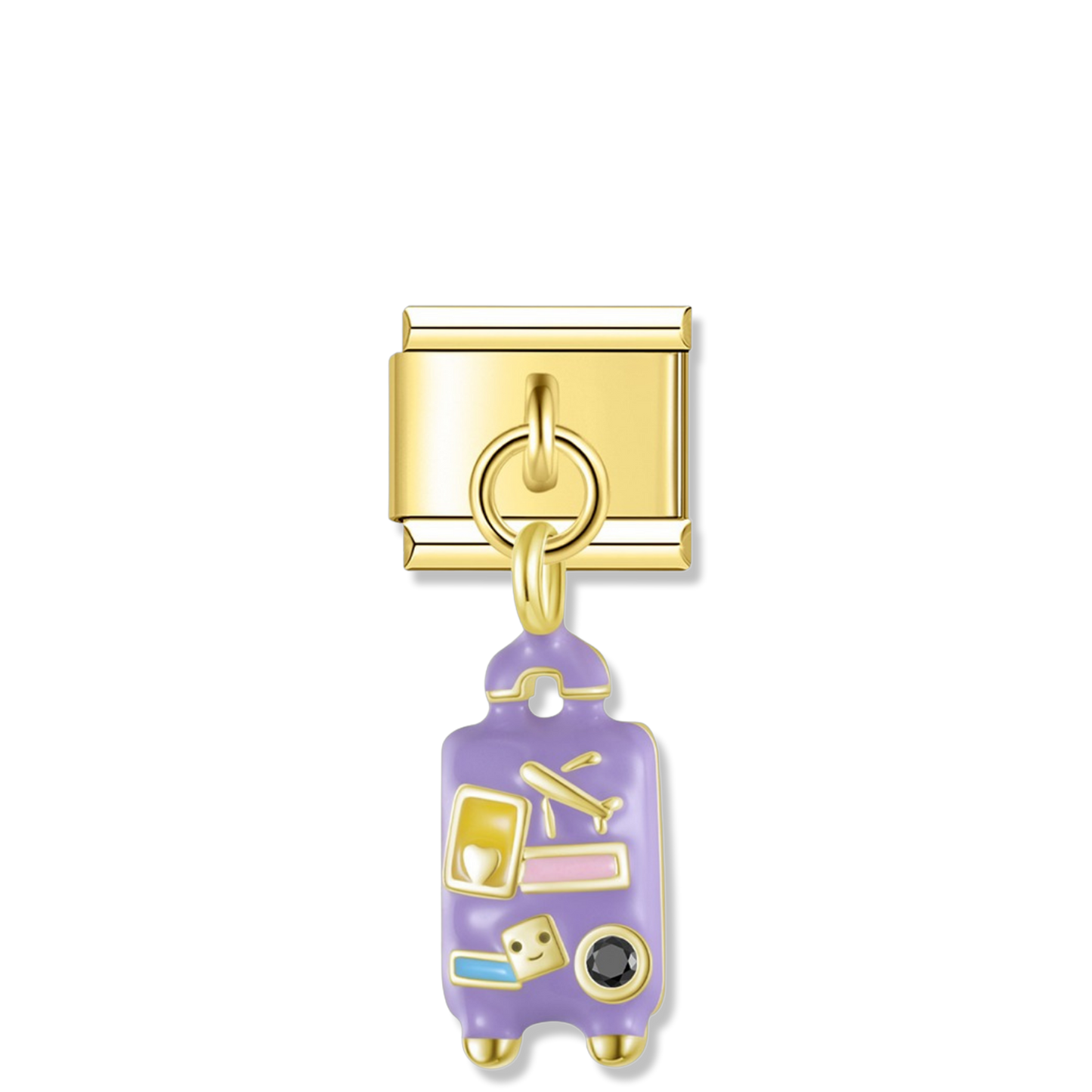 Lavender Travel Suitcase - Gold Pendant Charm