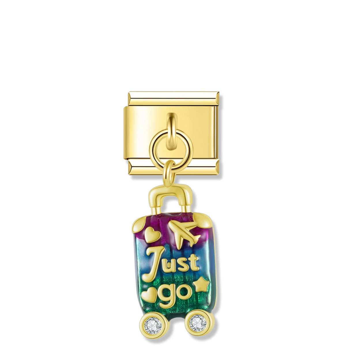 Rainbow Just Go Trolley - Gold Pendant Charm