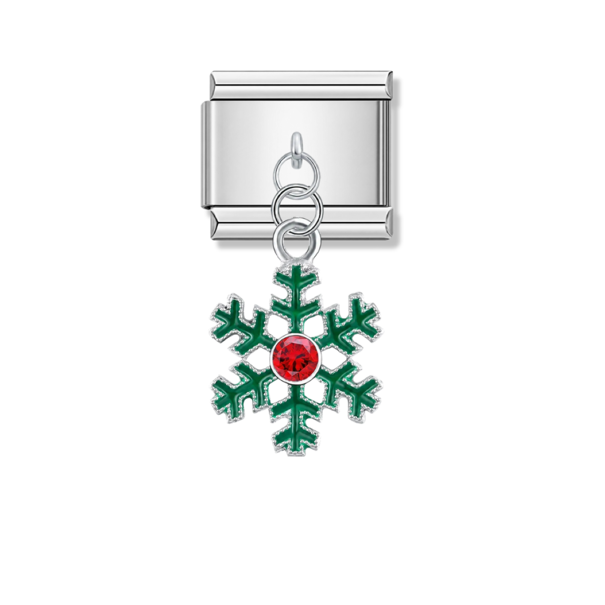 Christmas Snowflakes with CZ – silver Italian pendant charm by Italycharm
