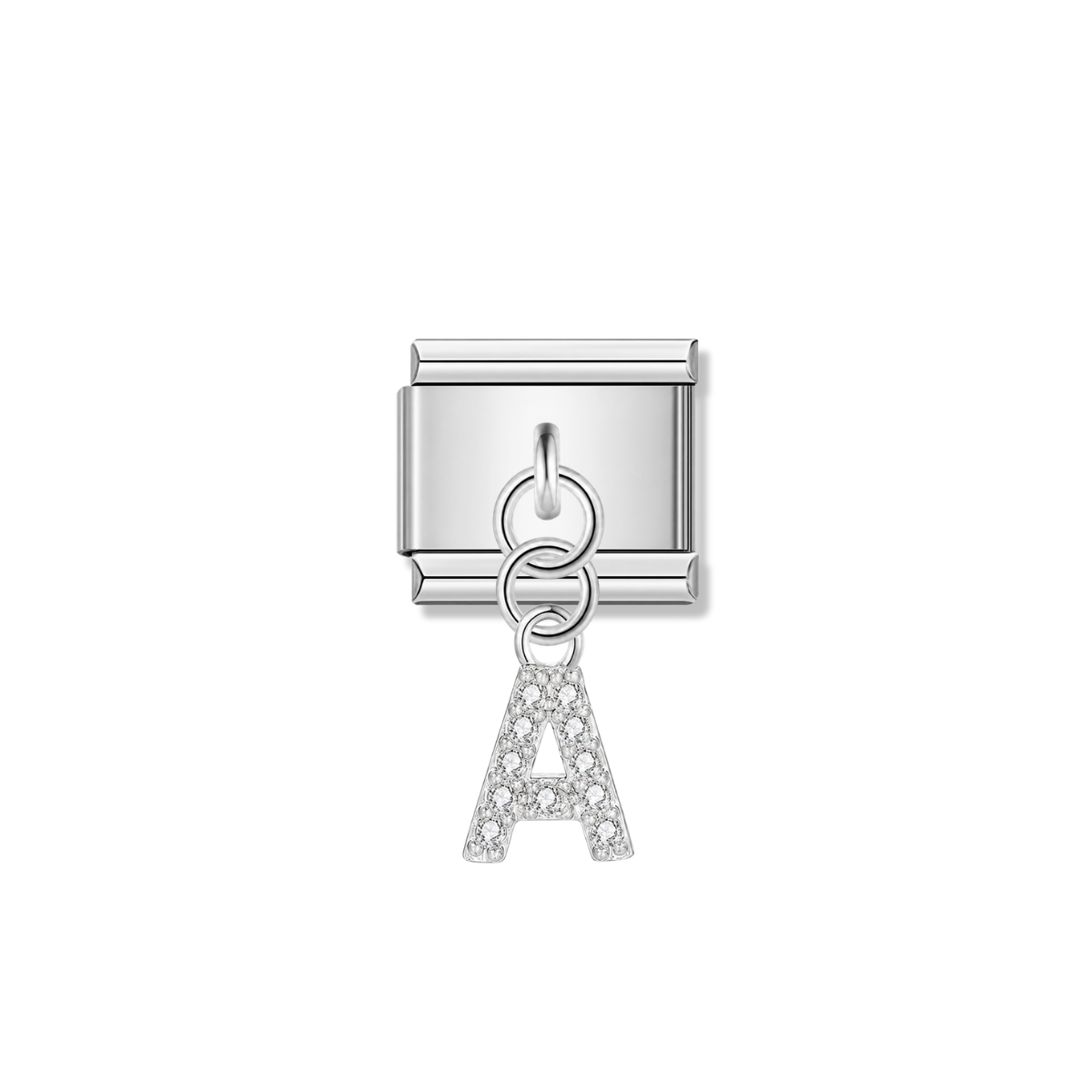 Letter A with CZ – silver Italian pendant charm by Italycharm