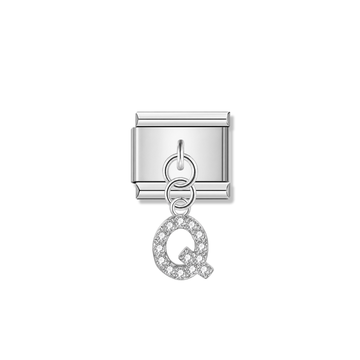 Letter Q with CZ – silver Italian pendant charm by Italycharm