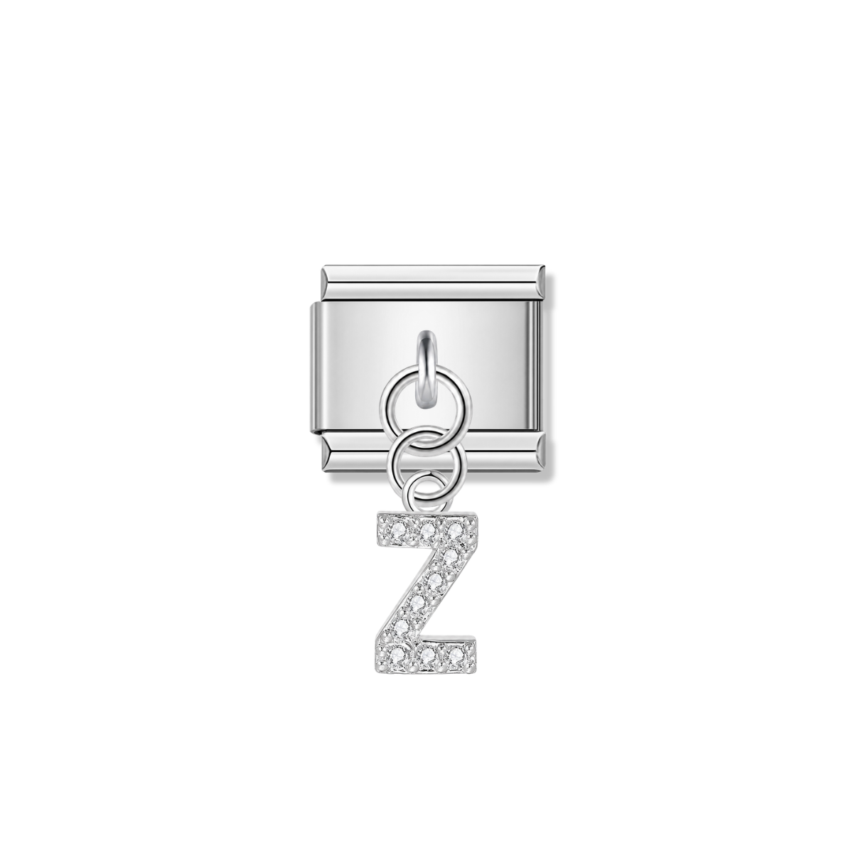 Letter Z with CZ – silver Italian pendant charm by Italycharm