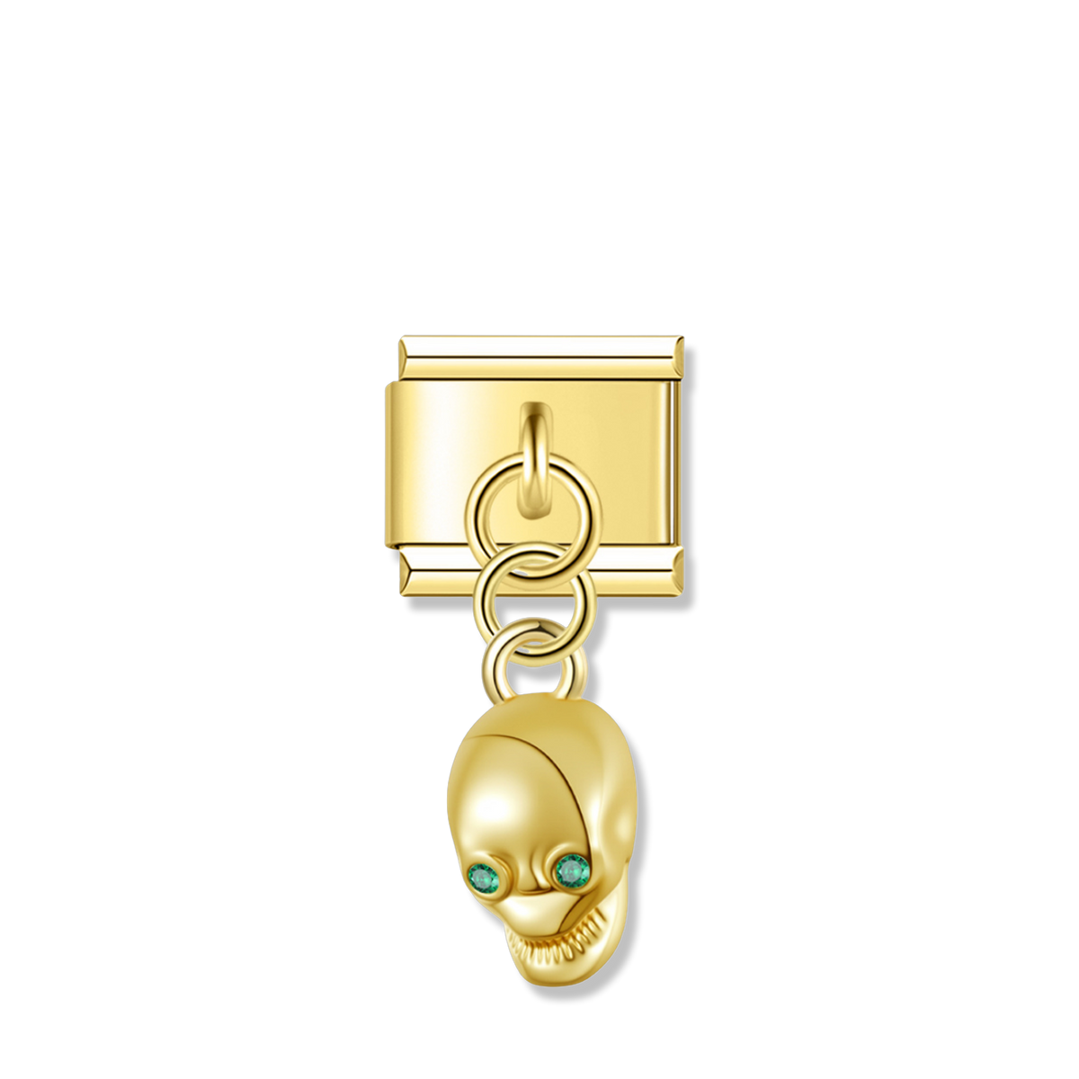 Alien Head - Gold Pendant Charm