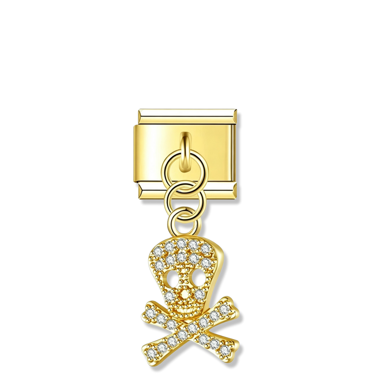 Sparkling Pirate Skull - Gold Pendant Charm