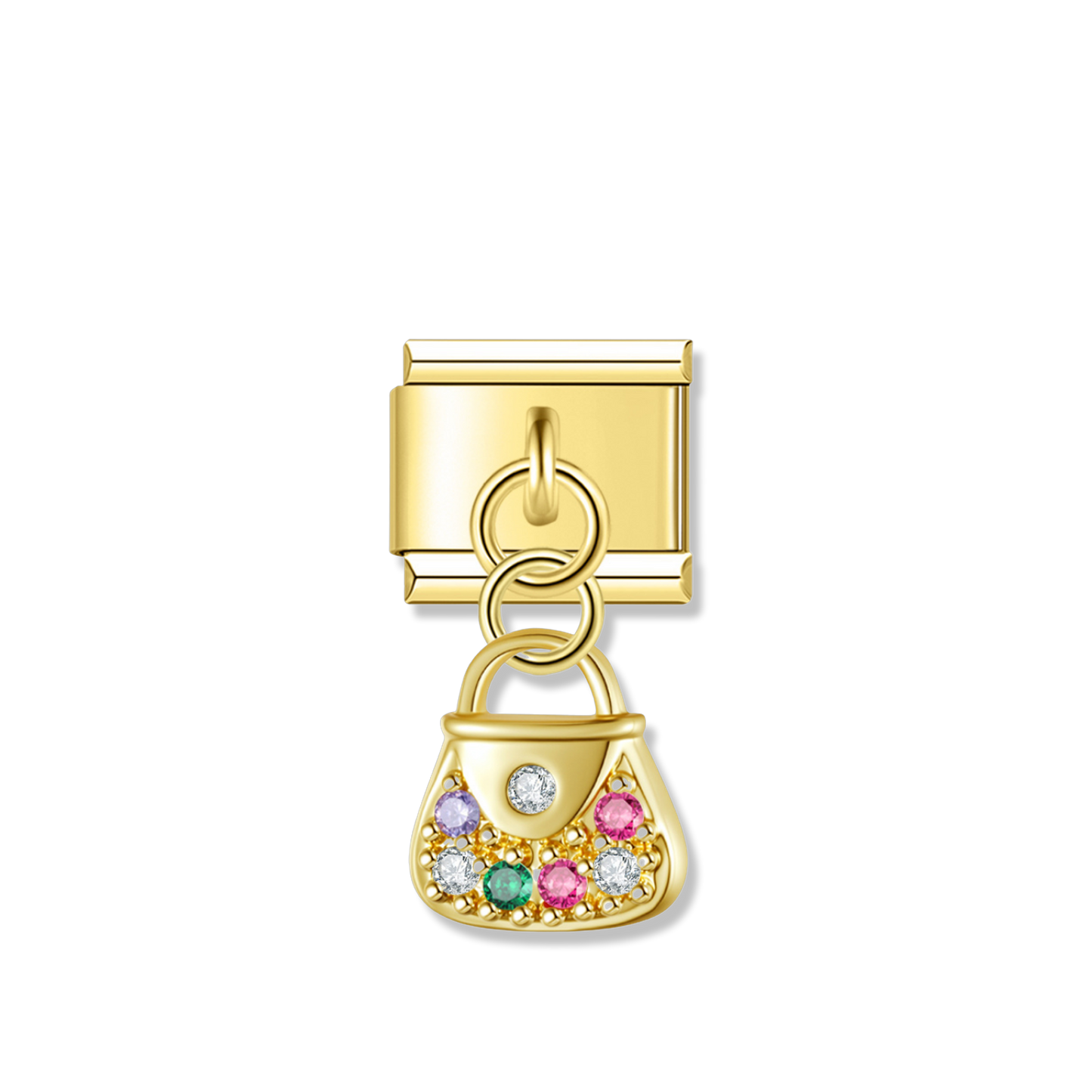 Rainbow Gem Handbag - Gold Pendant Charm