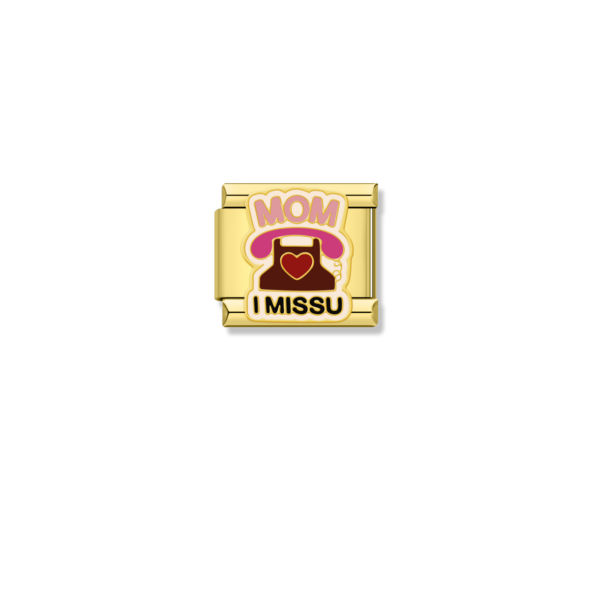 Mom I Miss You Phone - Gold Charm