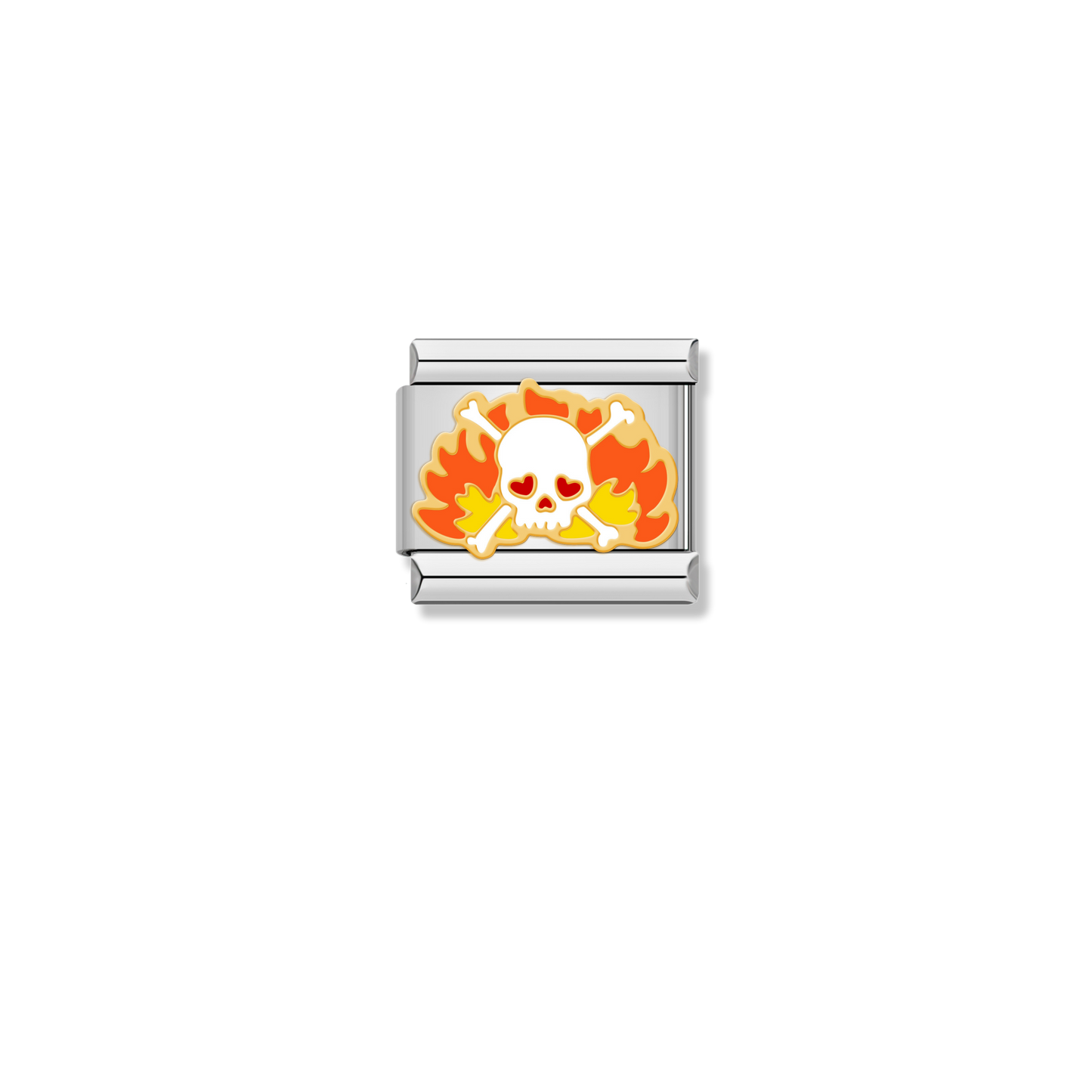 Flaming Skull - Silver Charm