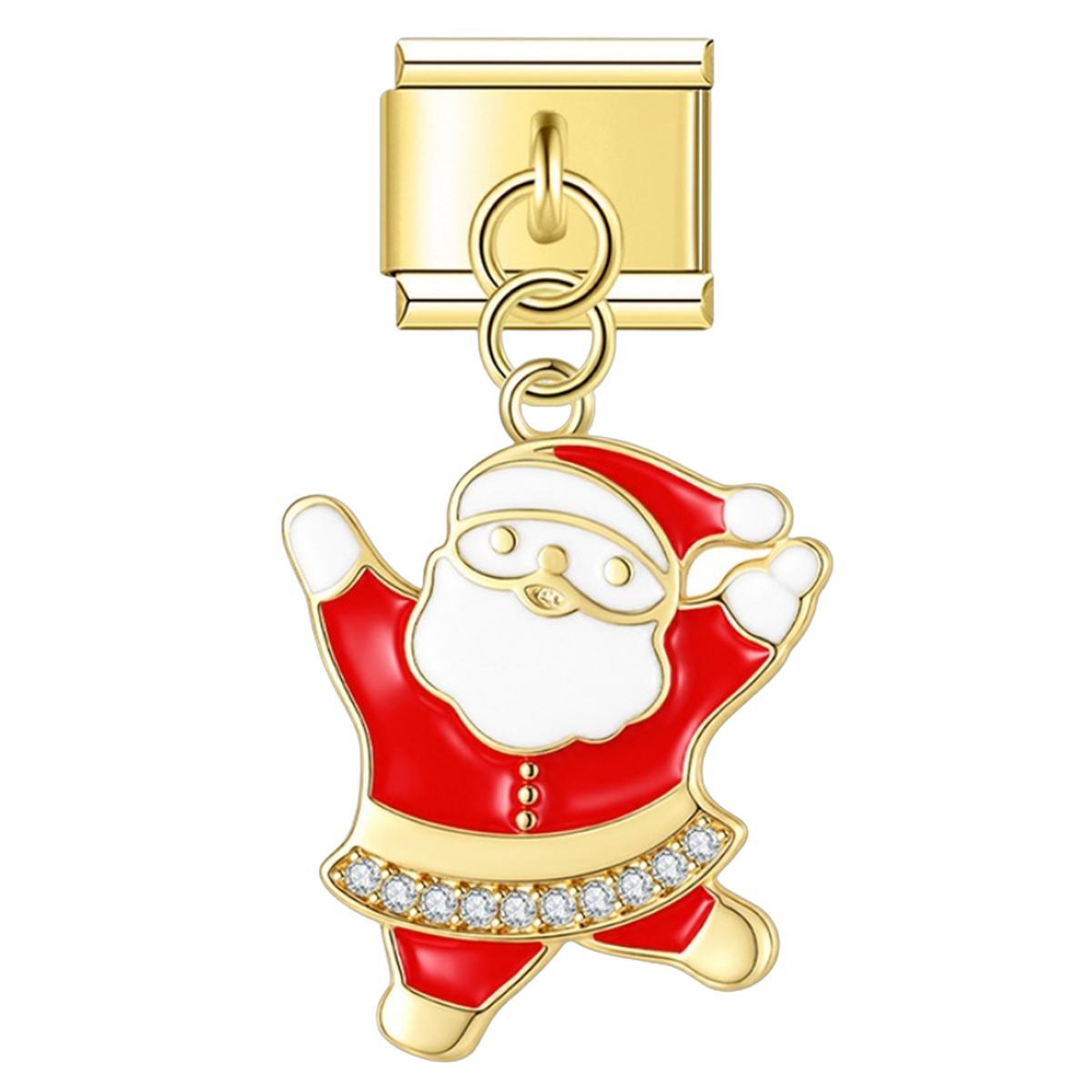 Dancing Santa with CZ – gold Italian pendant charm by Italycharm