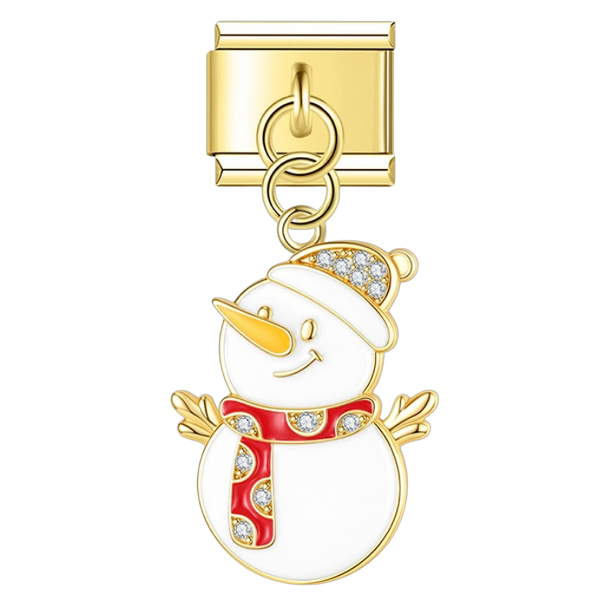 Red Scarf Snowman – gold Italian pendant charm by Italycharm