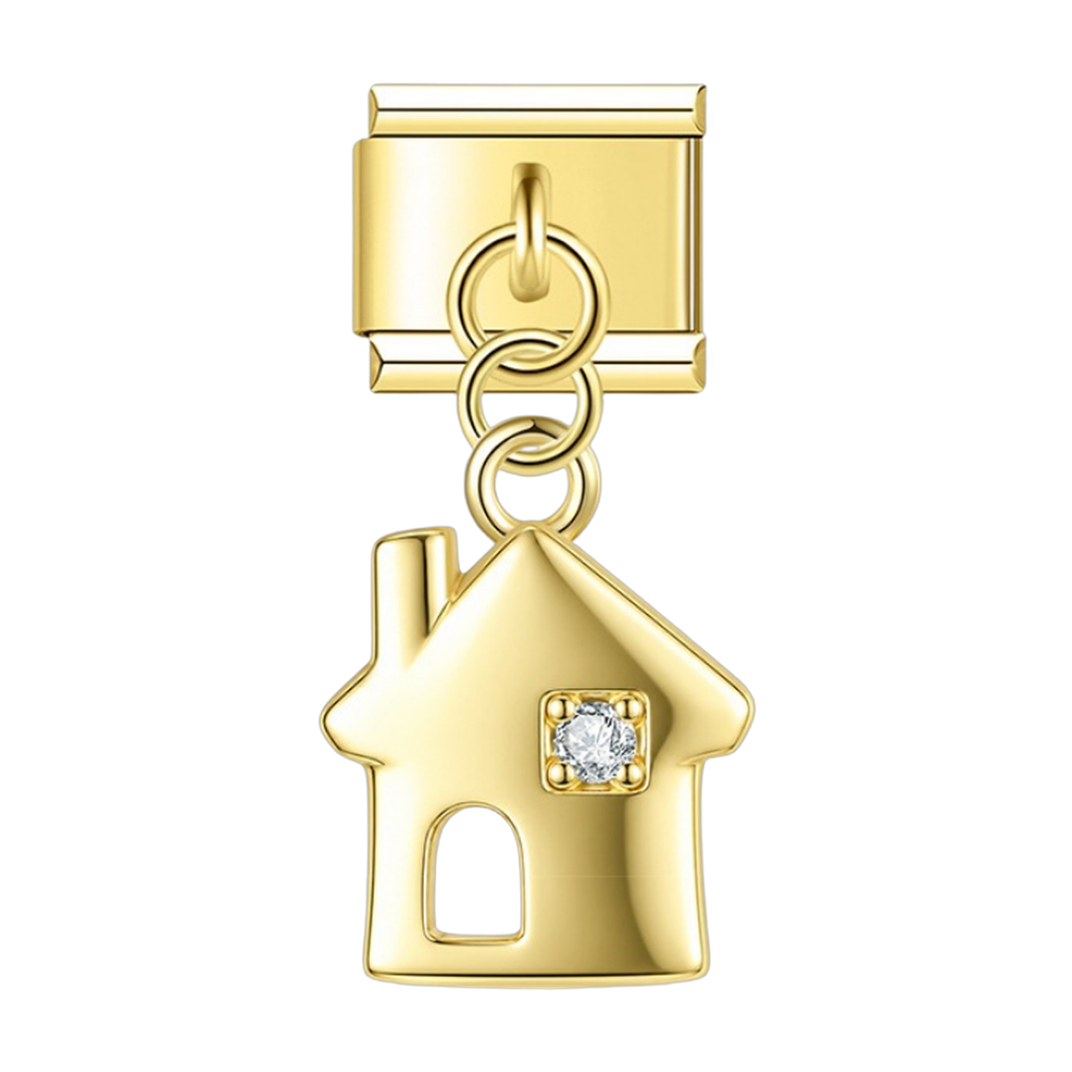 Little House with CZ – gold Italian pendant charm by Italycharm