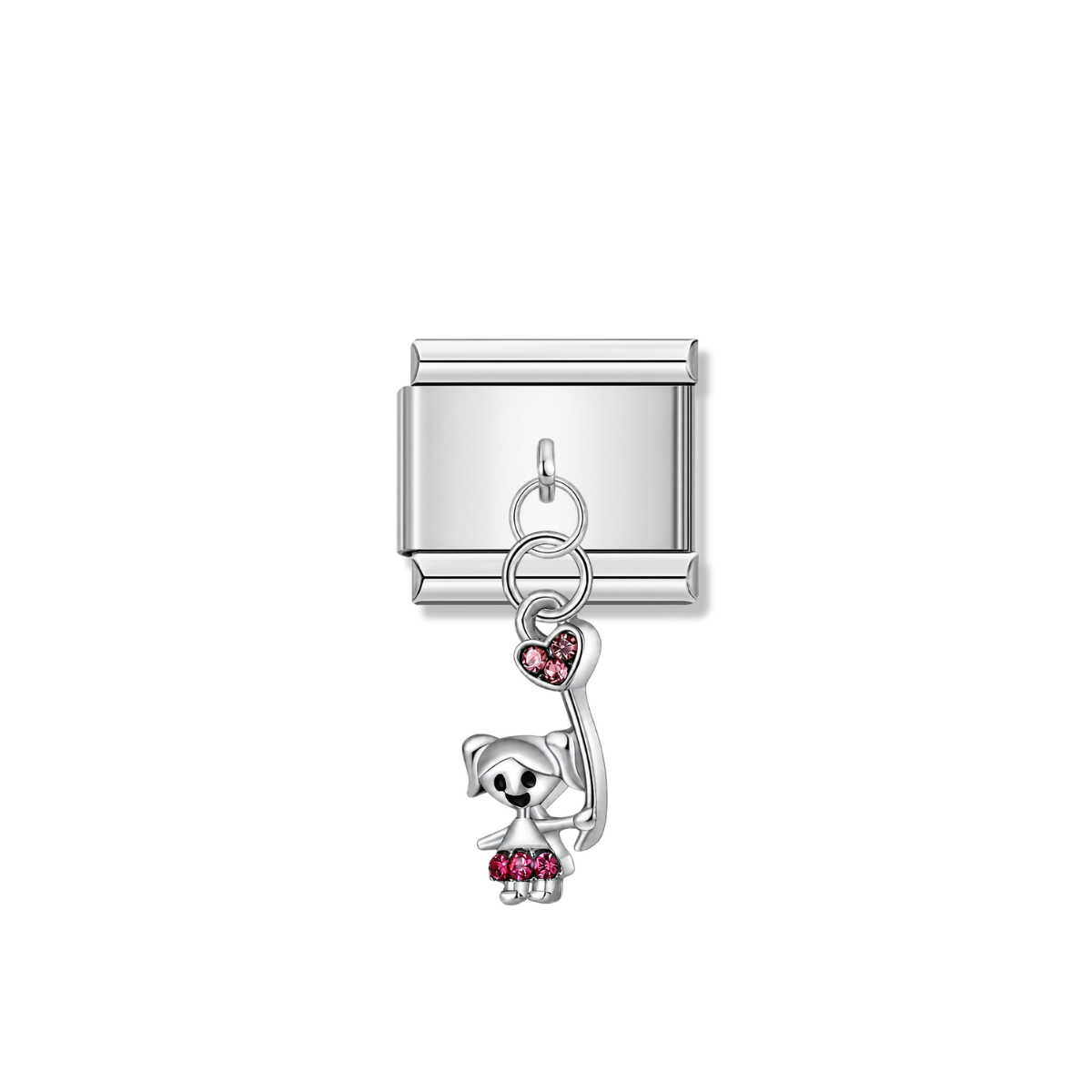 Little Girl with Heart Balloon – silver Italian pendant charm by Italycharm