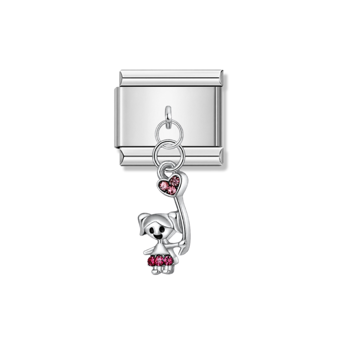 Little Girl with Heart Balloon – silver Italian pendant charm by Italycharm