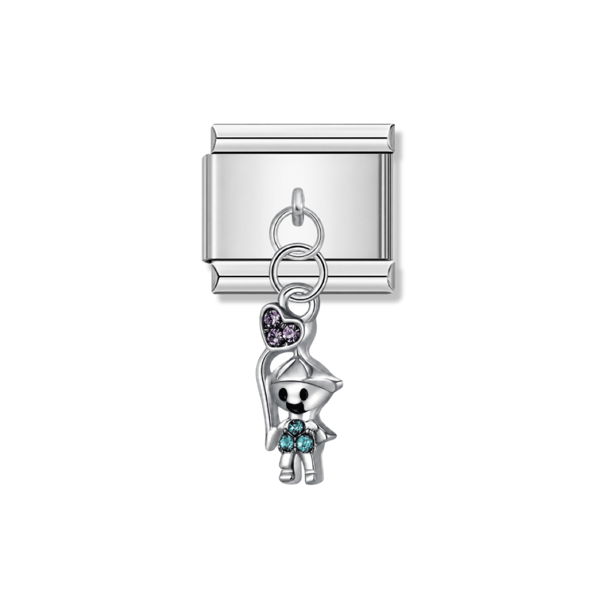 Little Boy with Heart Balloon – silver Italian pendant charm by Italycharm