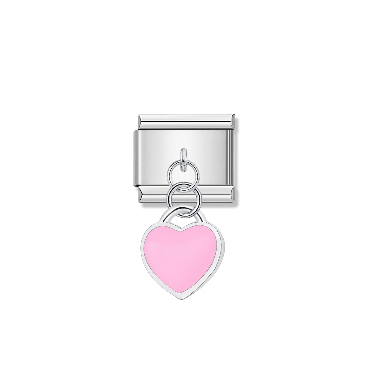 Pink Heart – silver Italian pendant charm by Italycharm